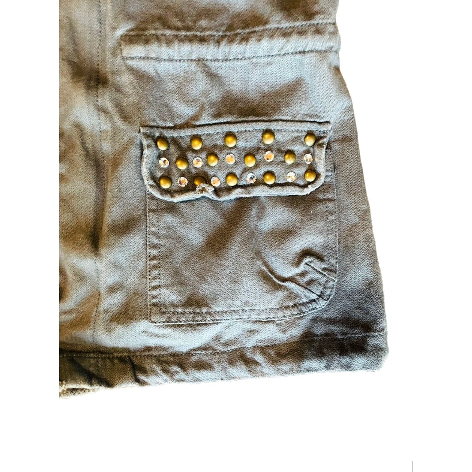 Miss Me Miss Me Women's Gray Distress Rhinestone Studded Jacket Sz Small Embroidered Size S / US 4 / IT 40 - 4 Thumbnail