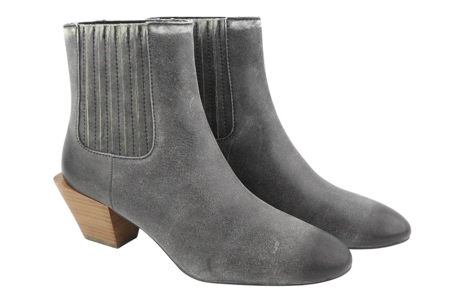 Diesel D-TEXANNE CH EU39 Grey Black Leather Cuban Heel Boots 41120 Size US 8 / IT 38 - 2 Thumbnail