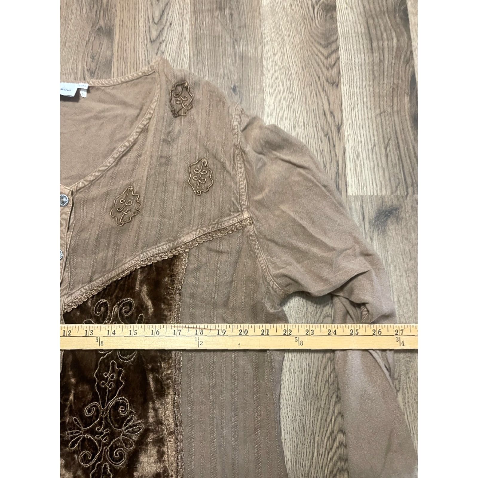 Vintage Vandana Blouse Women's L/XL Brown Long Sleeve Button Up V-neck Shirt Ladies Modern Fall Spring Summer Size L / US 10 / IT 46 - 6 Thumbnail