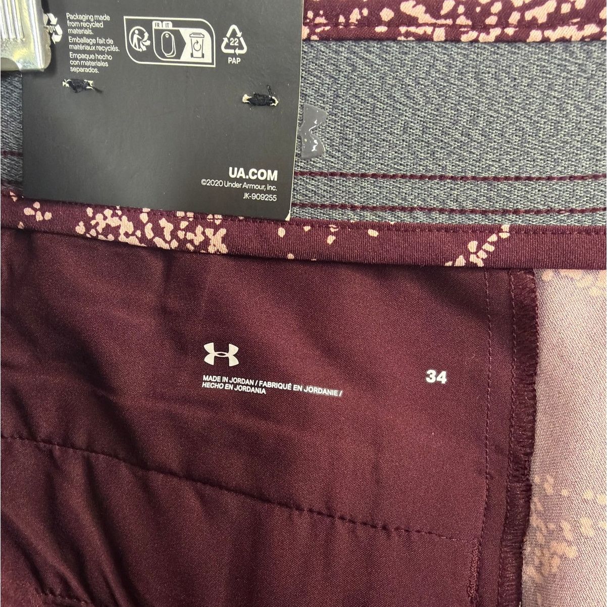 Under Armour NWT Under Armour Golf Printed Burgundy Shorts Mens Size 34 Size US 34 / EU 50 - 4 Thumbnail