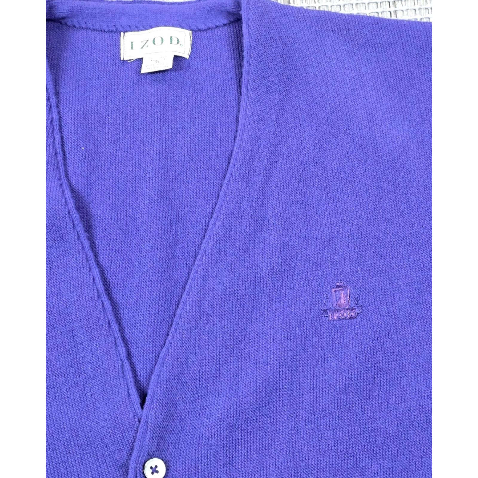 Izod VINTAGE Izod Cardigan Sweater Mens XL Purple Acrylic Made In USA Dad Sweater Size US XL / EU 56 / 4 - 3 Thumbnail