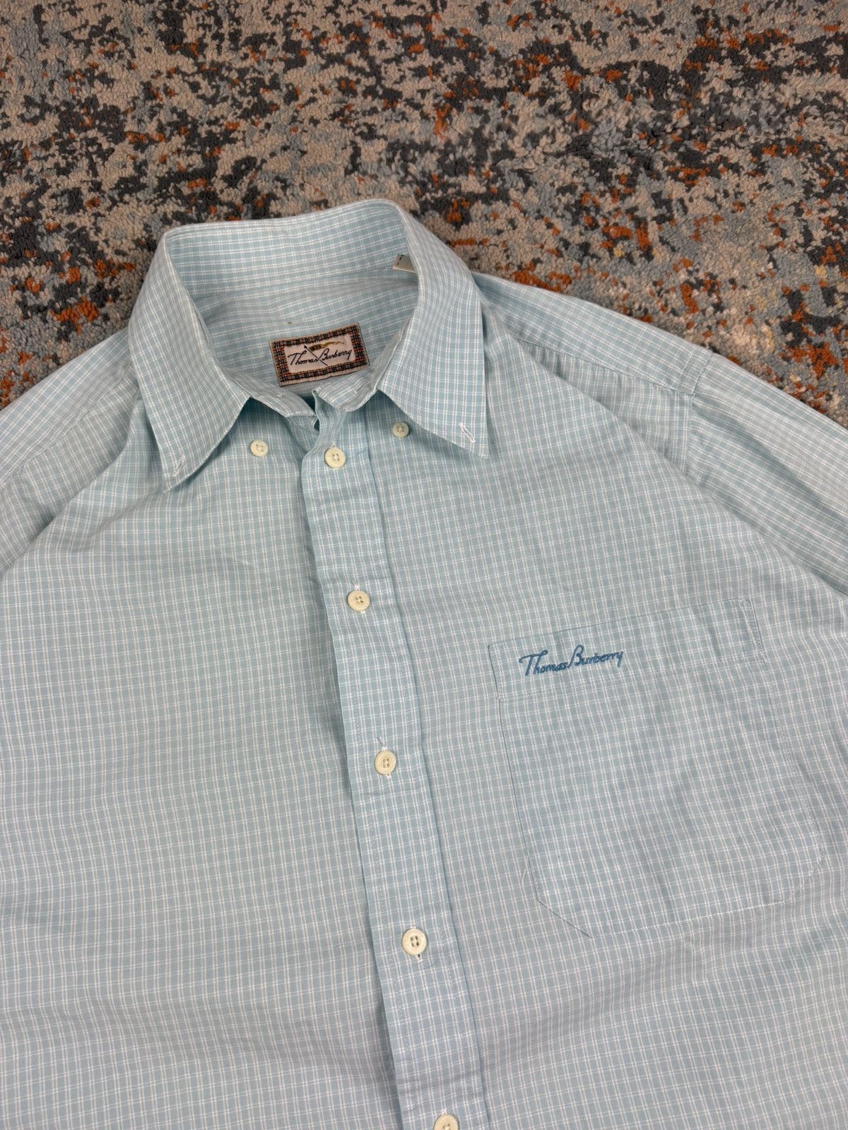 The Kooples Vintage 90s Thomas Burberry baby blue short sleeve shirt Size US M / EU 48-50 / 2 - 7 Thumbnail