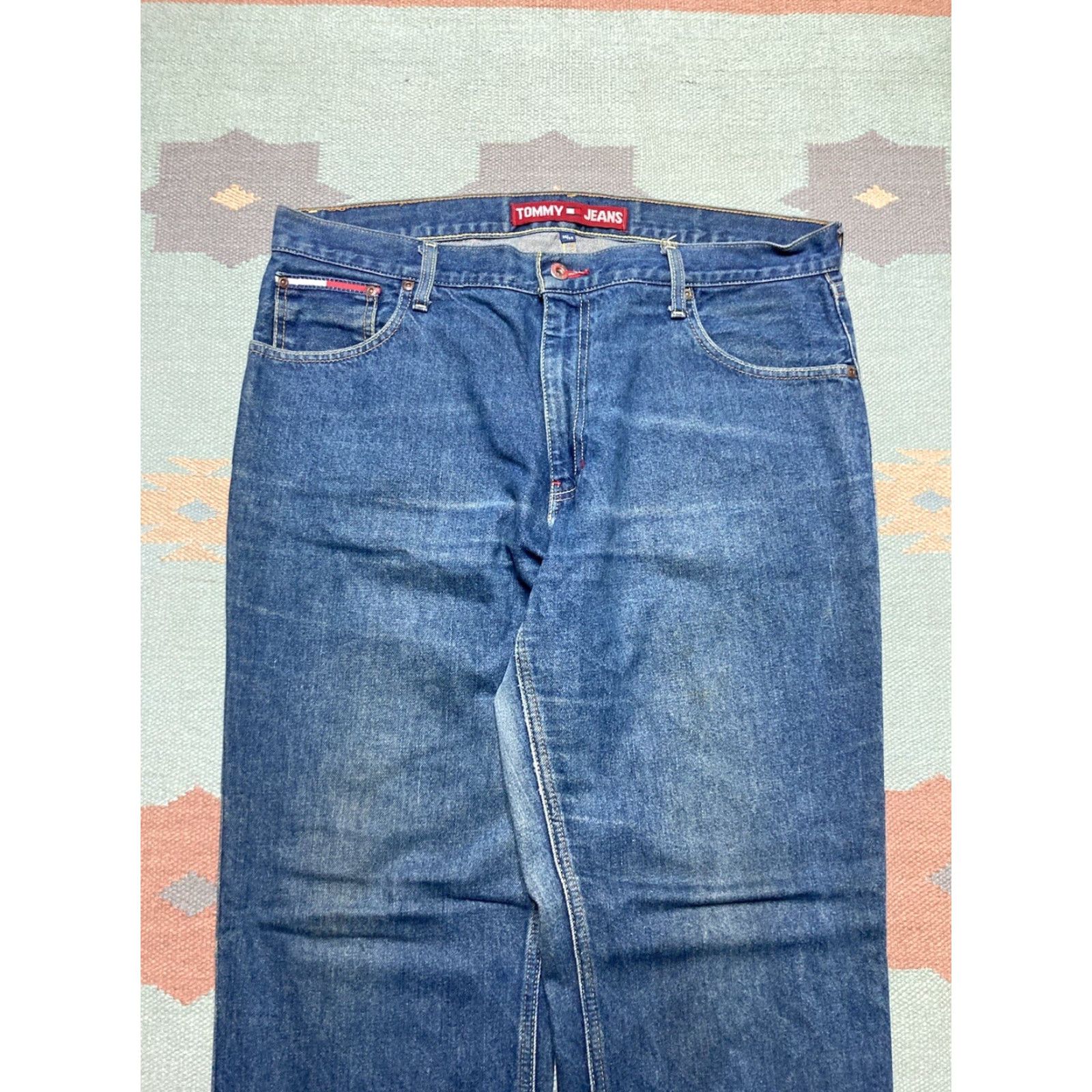 Tommy Hilfiger VINTAGE Tommy Hilfiger Jeans Men 38x32 Blue Wide-Leg Hip Hop Skater Baggy Y2K Size US 38 / EU 54 - 6 Thumbnail