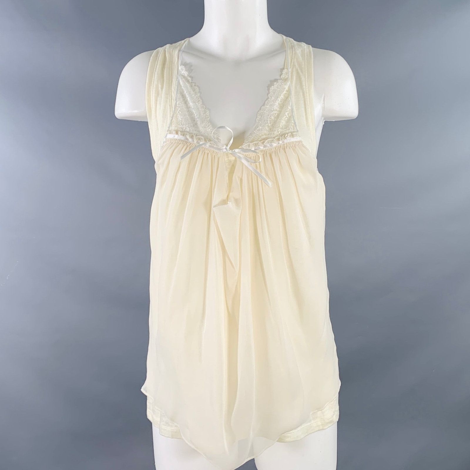 Vanessa Bruno 2 Beige Linen Camisole Tank Double Layer Casual Top Size XS / US 0-2 / IT 36-38 - 1 Thumbnail