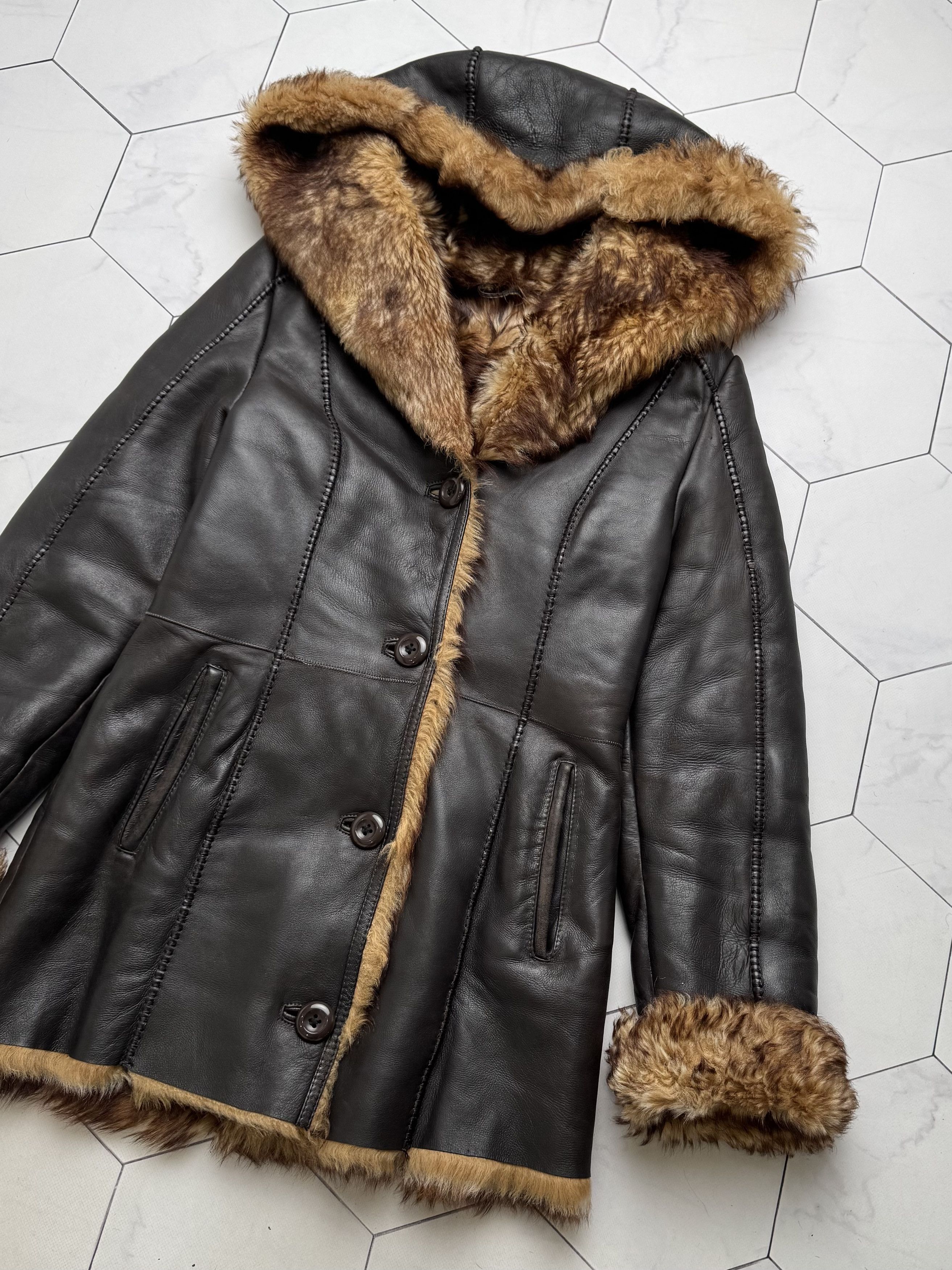 Japanese Brand Vintage Real Sheepskin Hooded Coat (B550)E2D15 Size S / US 4 / IT 40 - 3 Thumbnail