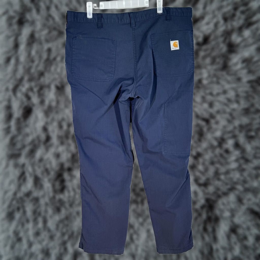 Carhartt Carhartt Pants Mens 36x28 Relaxed Fit Ripstop Workwear Cargo Utility Zip Pocket Navy Blue Size US 36 / EU 52 - 1 Thumbnail
