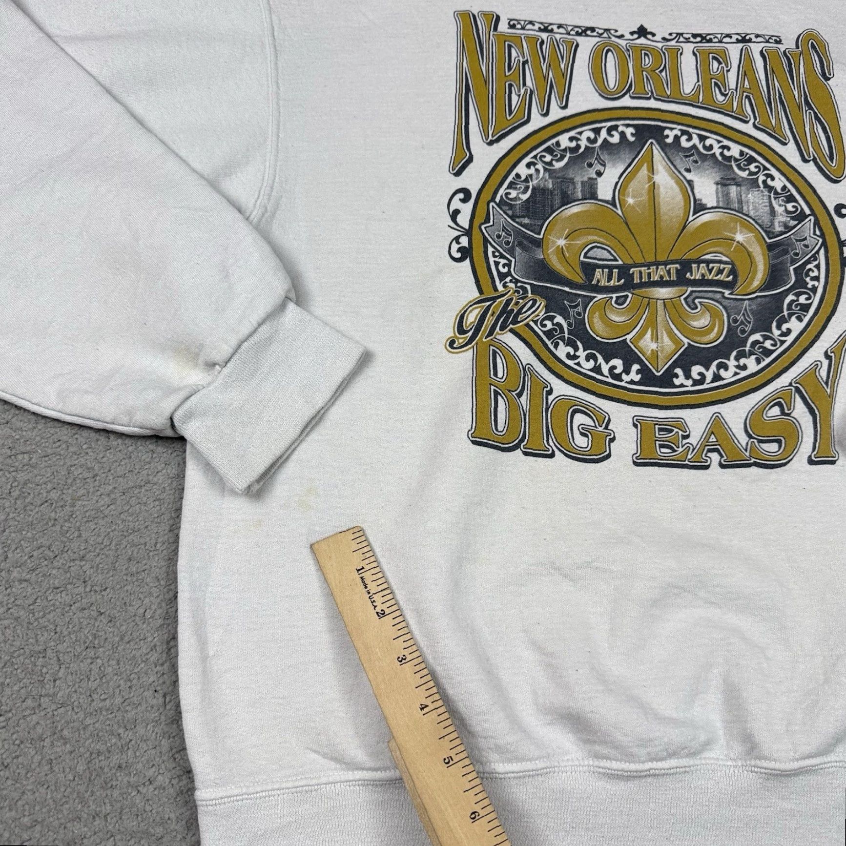 Jerzees VINTAGE New Orleans Sweatshirt Mens L White Jazz Jerzees 1990s Cotton Crewneck Big Easy Rare Size US L / EU 52-54 / 3 - 4 Thumbnail