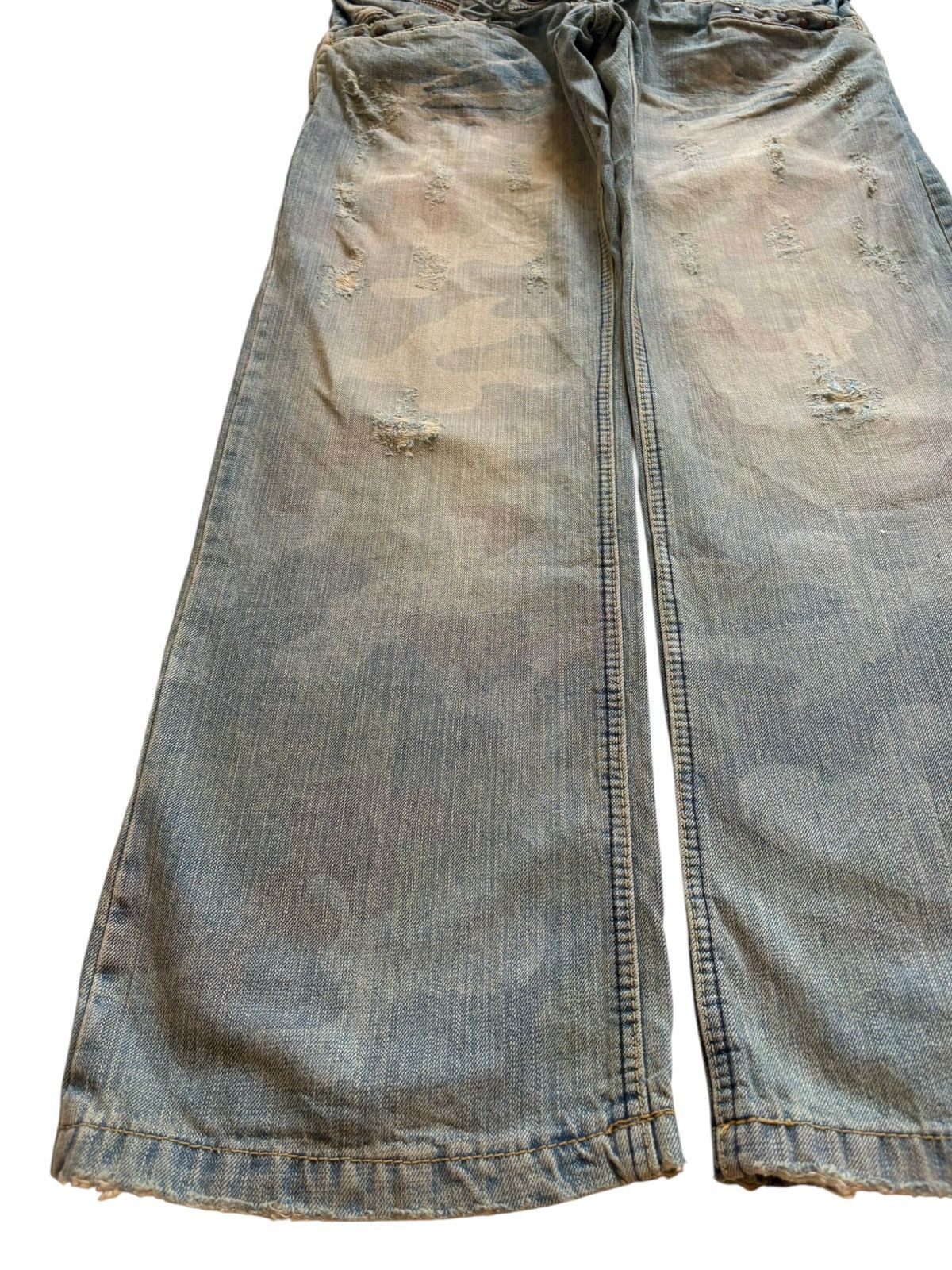 If Six Was Nine Vintage Japanese Brand Double Waist Mud Wash Baggy Jean Size US 33 - 6 Thumbnail