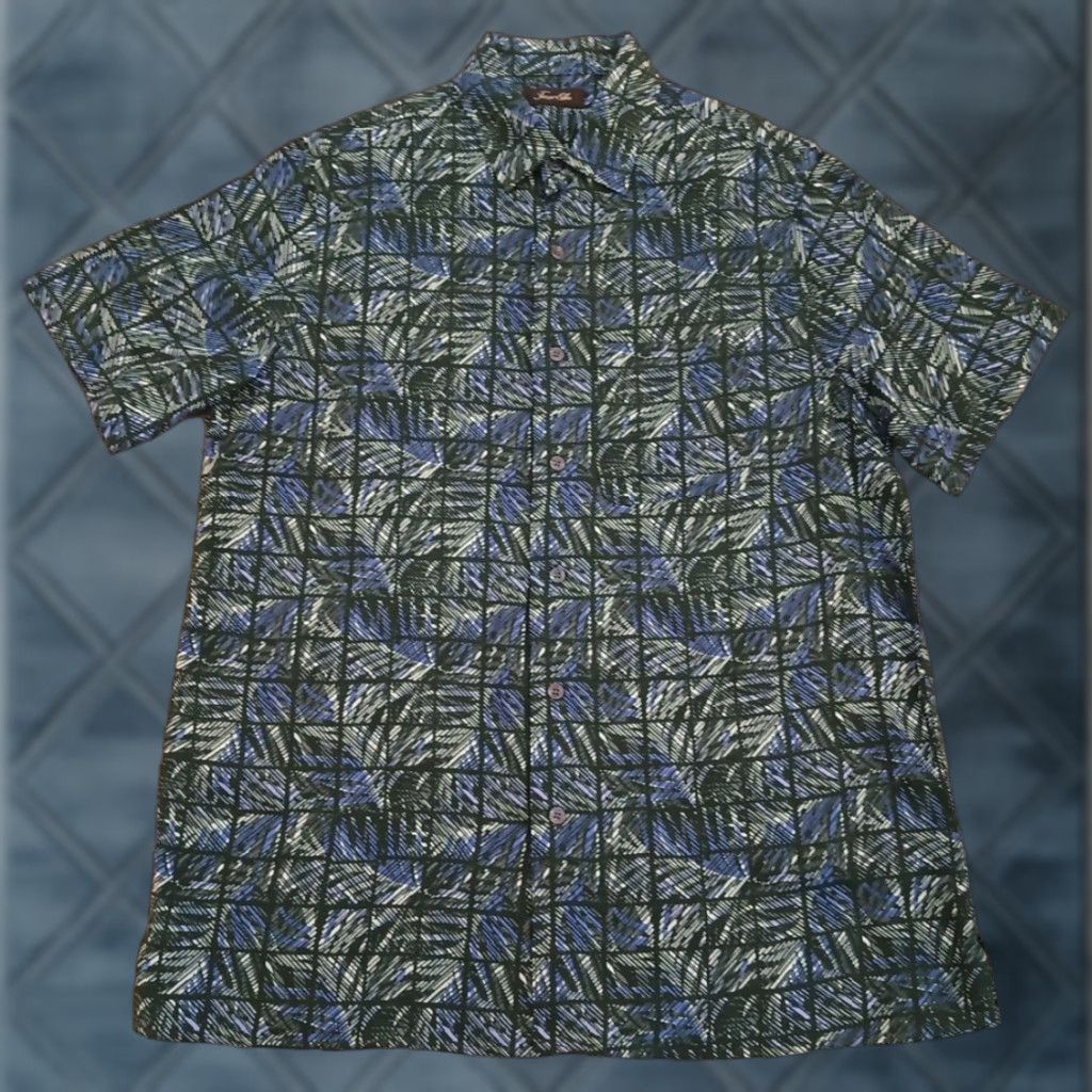 Tasso Elba Tasso Elba Shirt Mens M Blue Floral Short Sleeve Button-Up Silk Rayon Size US M / EU 48-50 / 2 - 1 Thumbnail