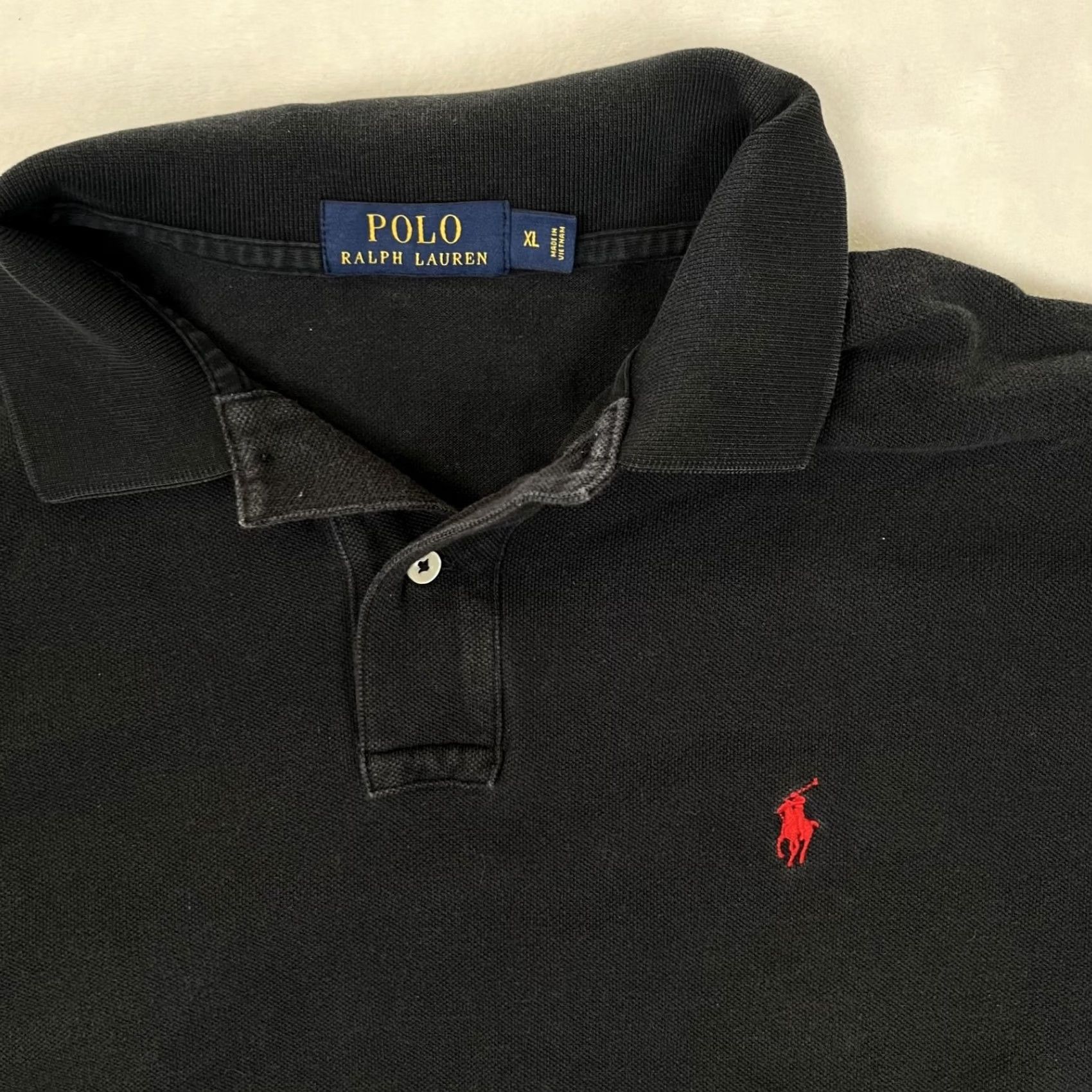 Polo Ralph Lauren VINTAGE Polo Ralph Lauren Polo Shirt Mens XL Black Red Pony Logo Faded Slimming All Seasons Short Sleeve Machine Washable Size US XL / EU 56 / 4 - 2 Thumbnail