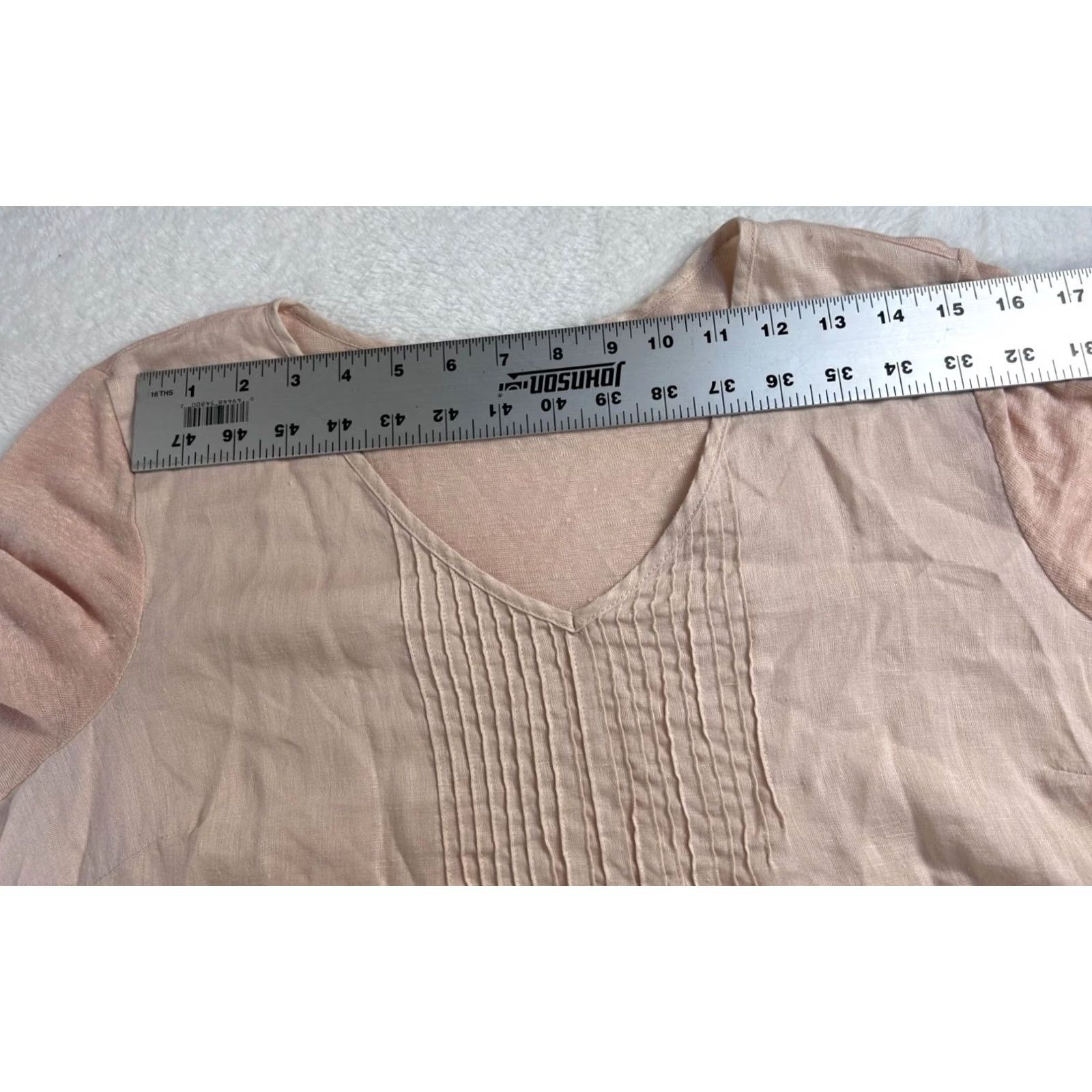 J. Jill J.Jill Love Linen Tunic Top 3/4 Sleeve V-Neck Peach Medium Casual Womens Pullover Blouse Size M / US 6-8 / IT 42-44 - 6 Thumbnail