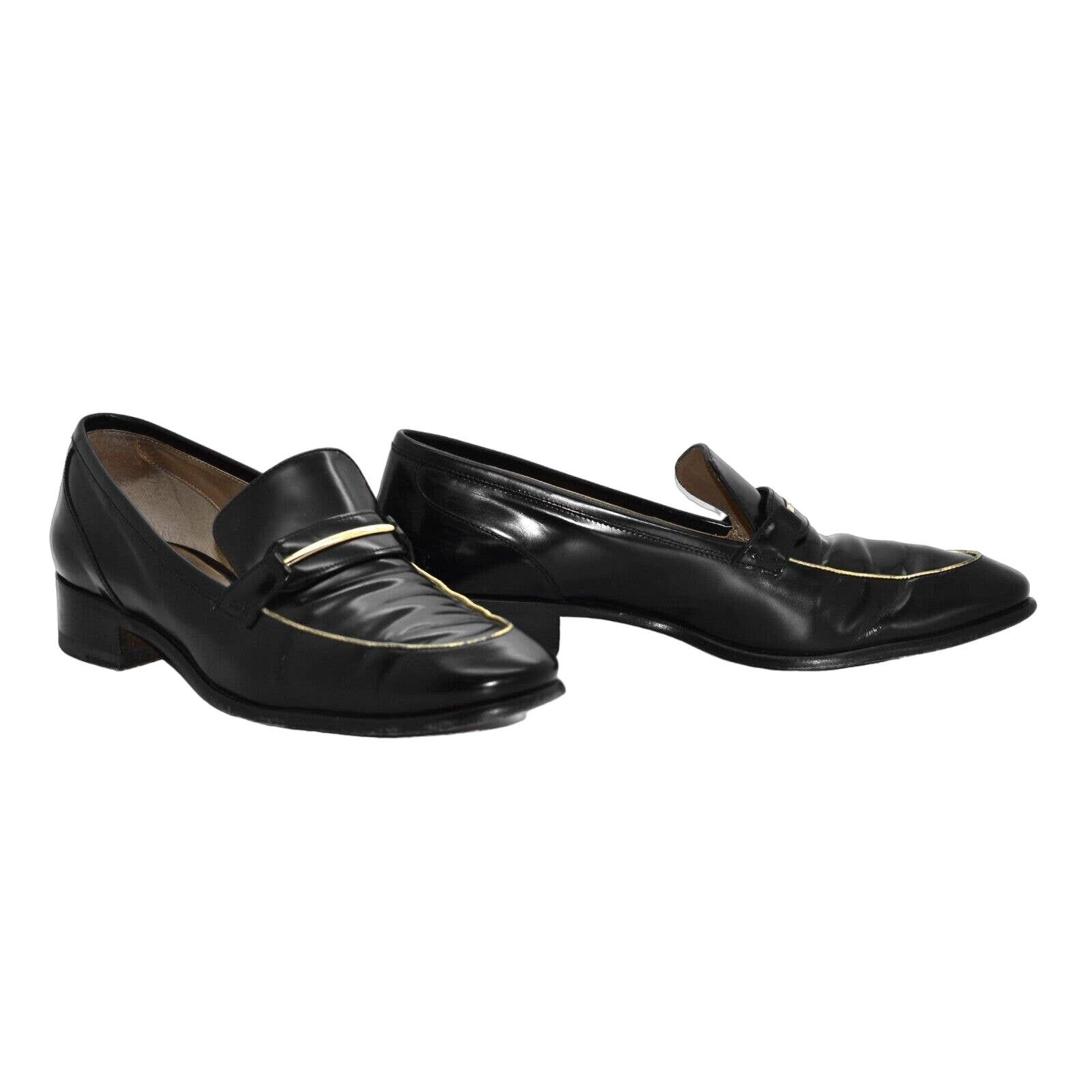 Salvatore Ferragamo B4 SALVATORE FERRAGAMO Reed Black Leather Shoes Sz 9B $495 Size US 9 / EU 42 - 1 Thumbnail