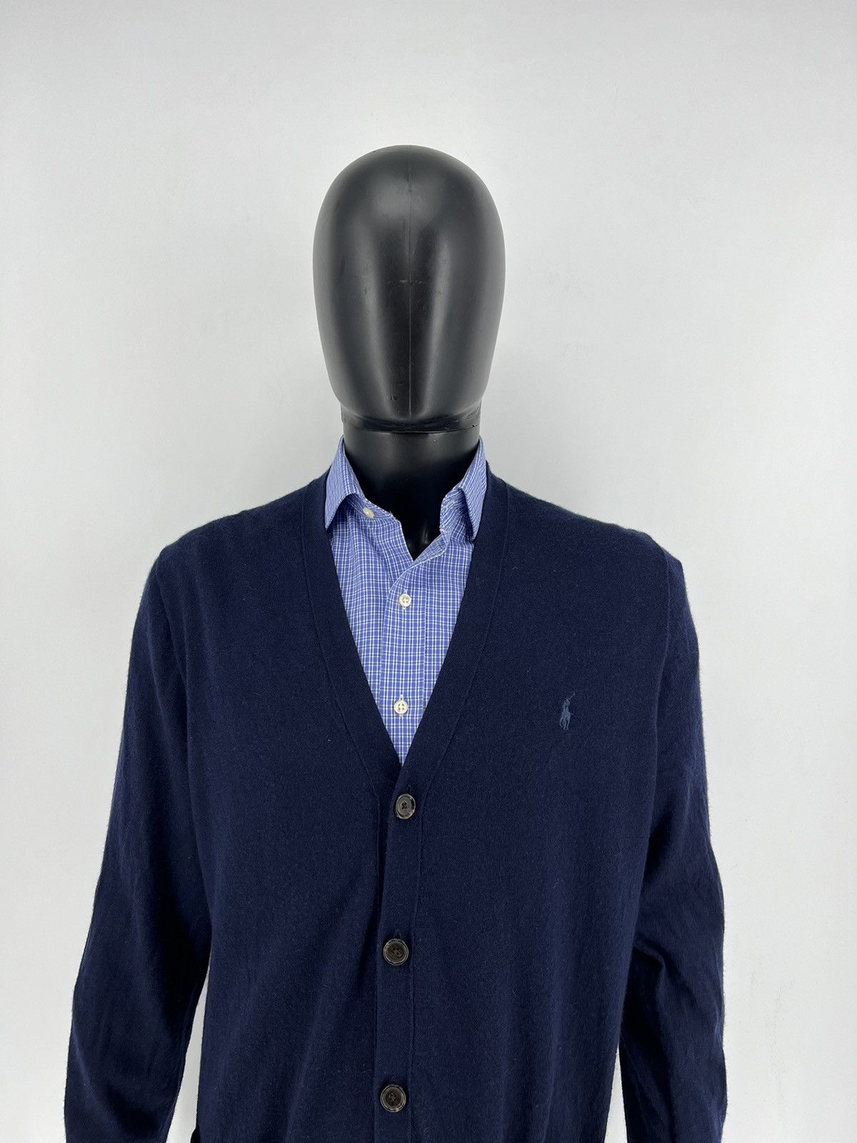Polo Ralph Lauren × Ralph Lauren × Vintage Polo Ralph Lauren Cardigan With Embroidered Small Horse Navy Size US XXL / EU 58 / 5 - 1 Thumbnail