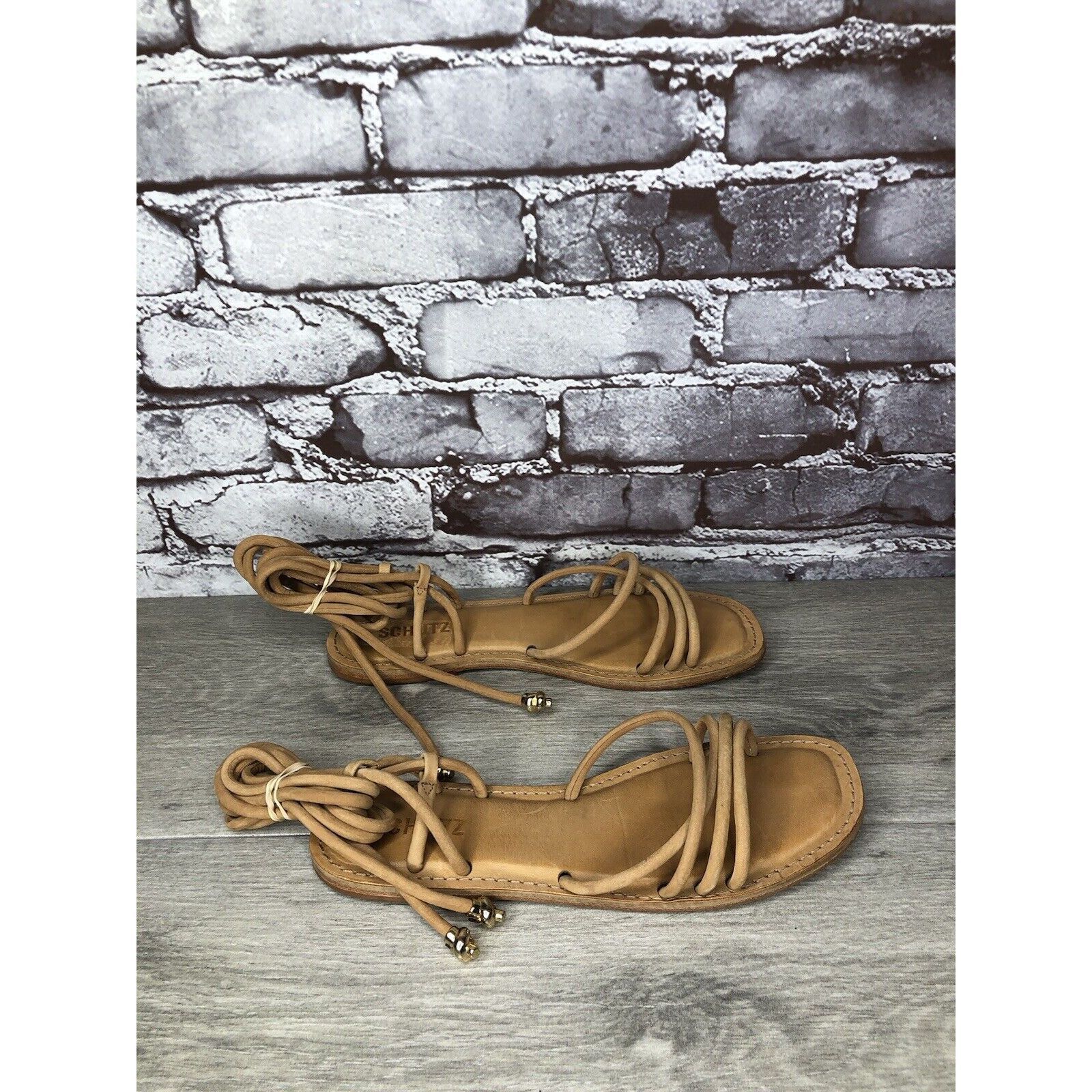 Other SCHUTZ Magdalena Nude Caramel Nubuck Boho Ankle Lace Sandals Size US 7 / IT 37 - 8 Thumbnail