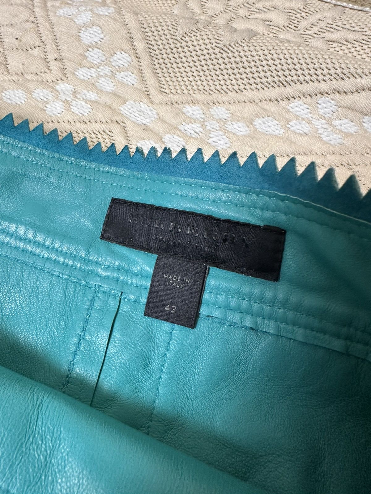 Burberry Prorsum 🔥 Burberry Prorsum Suede Lambskin Leather Pencil Skirt Blue Size 28" / US 6 / IT 42 - 2 Thumbnail