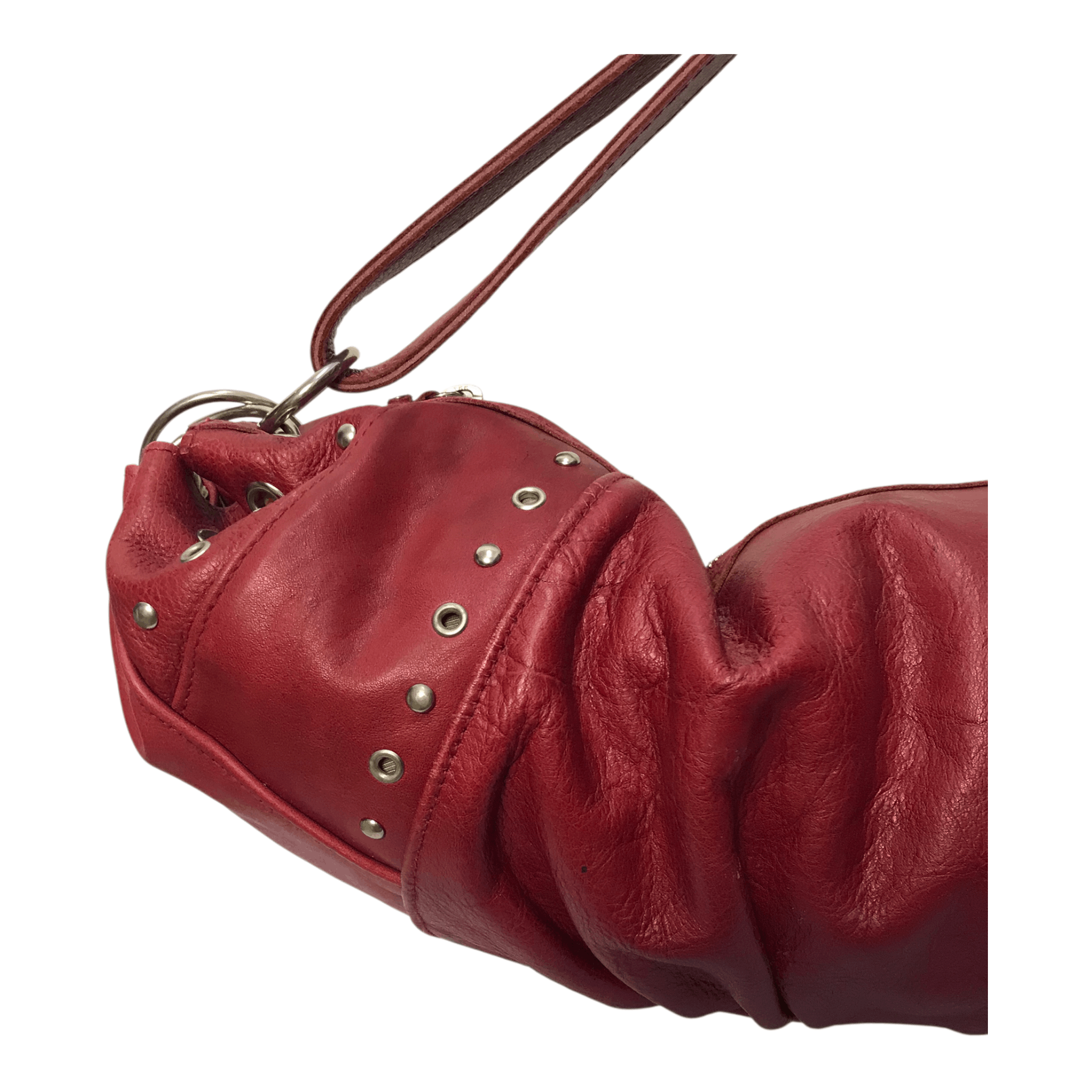 Leather Luca Studded Red Leather Sling/Hand Bag Size ONE SIZE - 8 Thumbnail