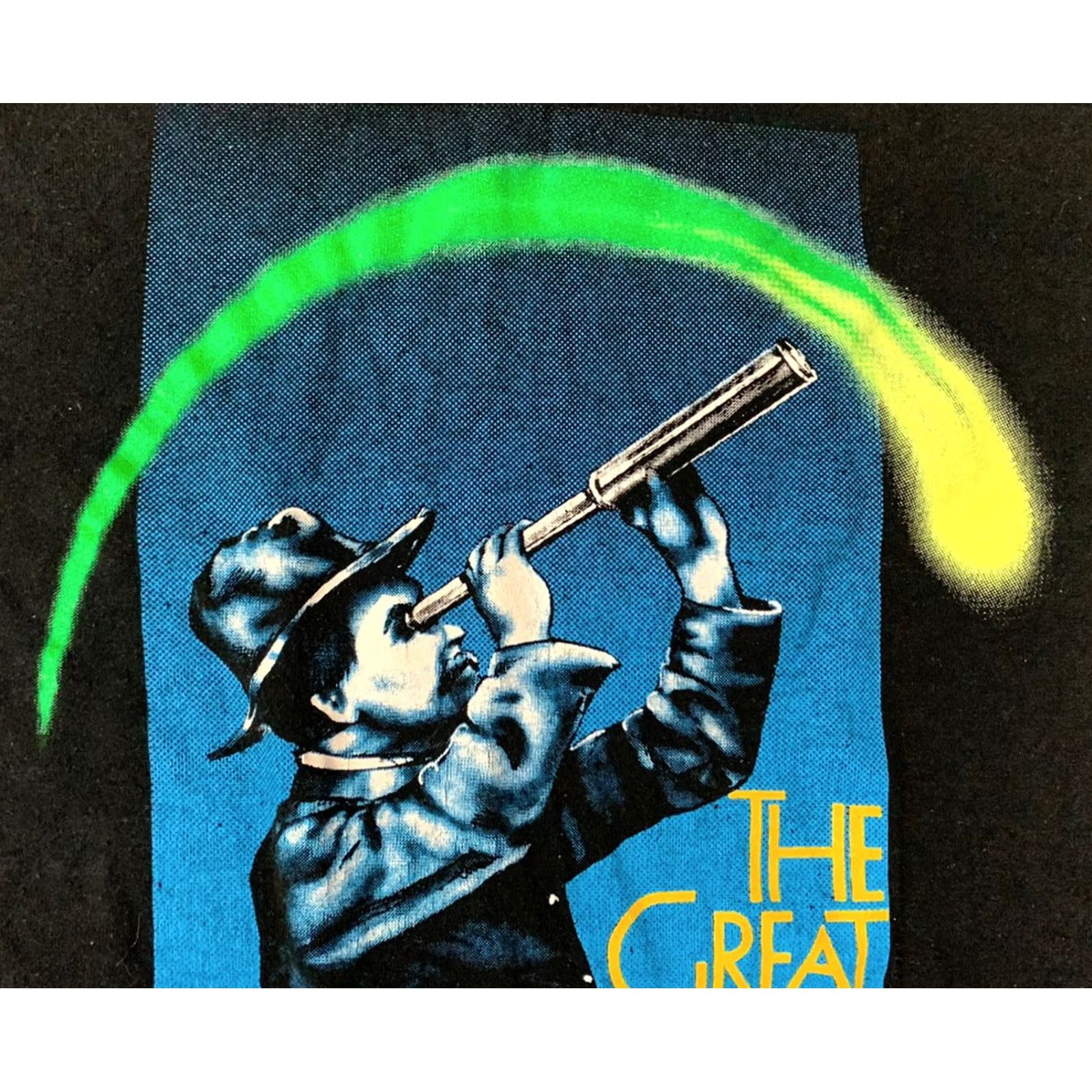 Jerzees VINTAGE 80s The Great Halleys Comet Watch 1986 T Shirt Black Single Stitch Medium Mens Size US M / EU 48-50 / 2 - 3 Thumbnail