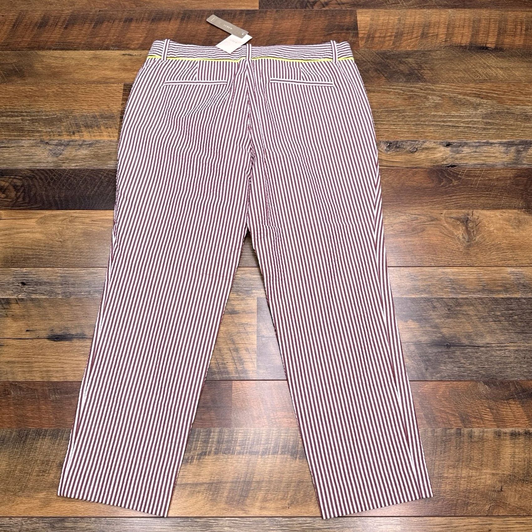 J.Crew J.CREW Capri Pants Womens 6P Seersucker Striped Zip Flat Front Cotton White Tapered Leg 23.5 Inseam Vintage No Size 28" / US 6 / IT 42 - 3 Thumbnail