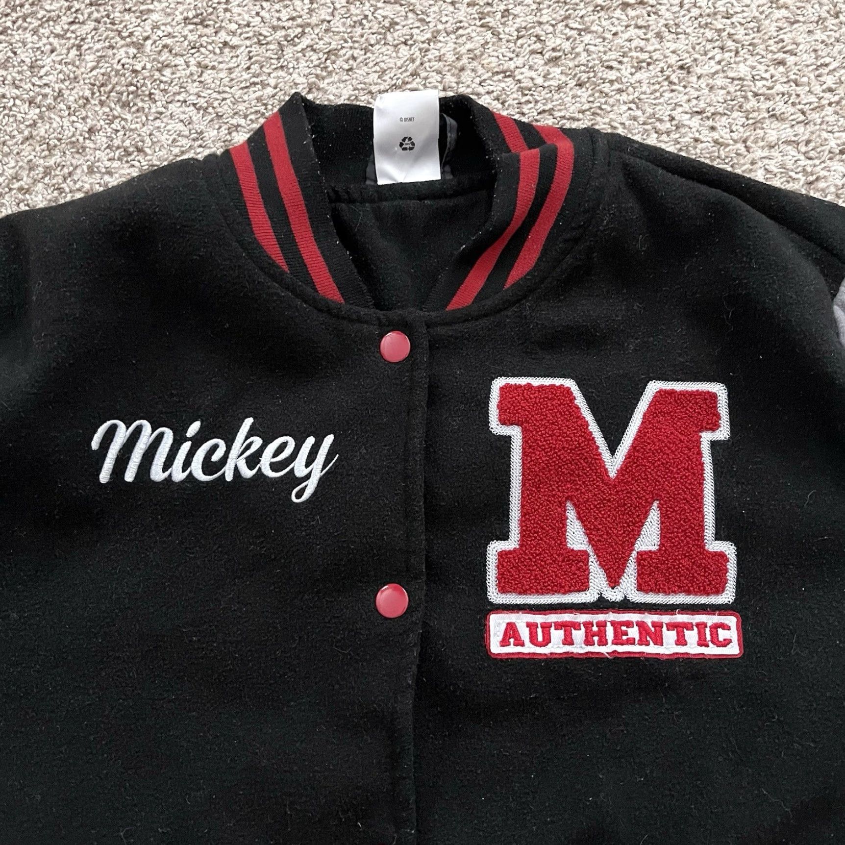 Disney Disney Store Mickey Mouse Letterman Jacket Varsity Coat Snap Lined Black Size Large Mens Size US L / EU 52-54 / 3 - 3 Thumbnail