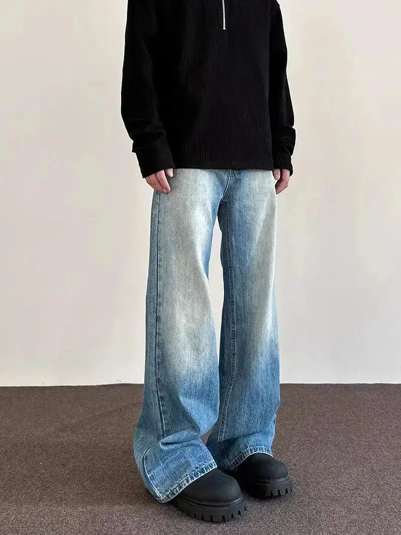 Japanese Brand Street hip-hop faded pan-color straight wide-leg jeans Size US 30 / EU 46 - 6 Thumbnail