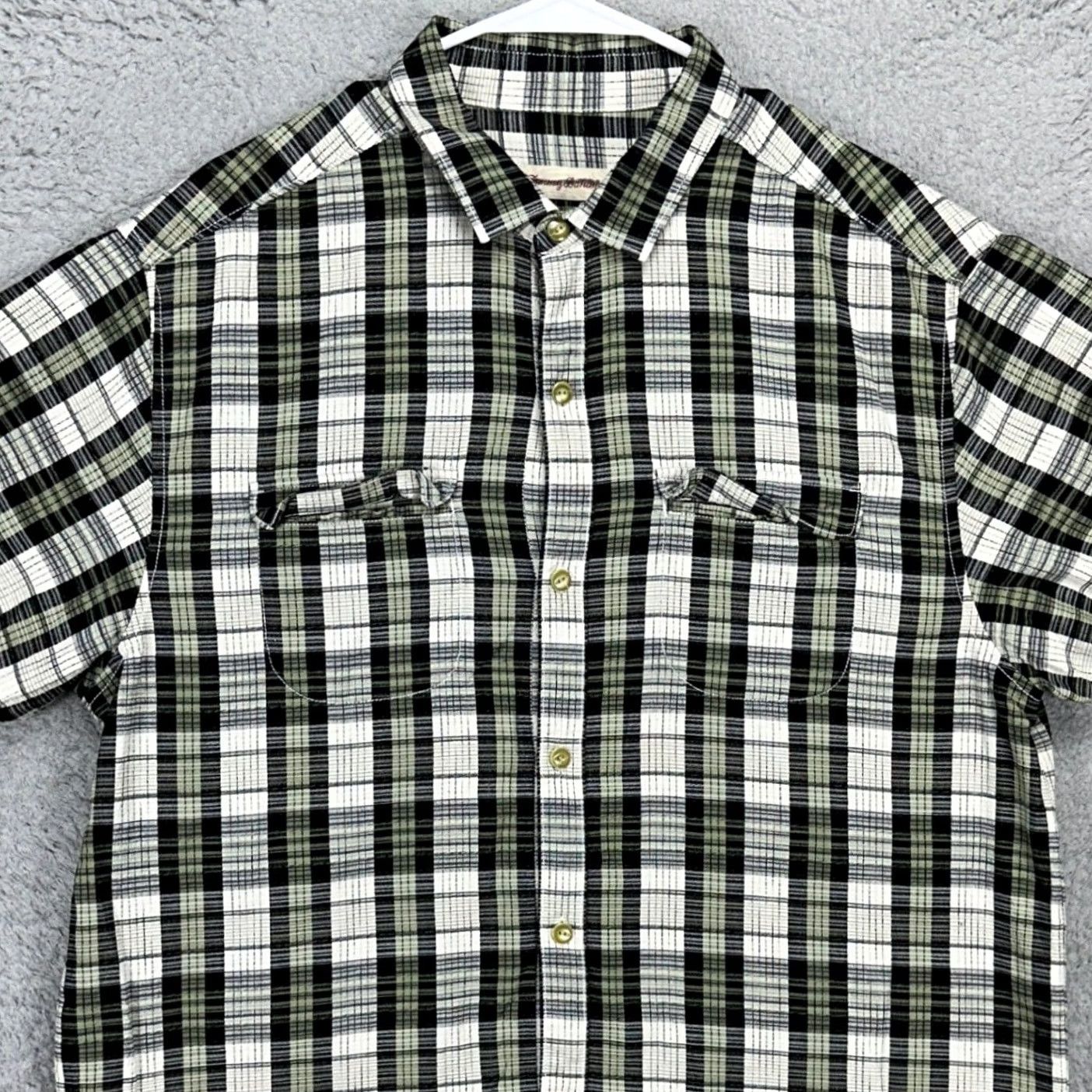 Tommy Bahama VINTAGE Tommy Bahama Button Up Shirt Mens Large Green White Plaid 2-Flap Pocket 100% Silk Size US L / EU 52-54 / 3 - 2 Thumbnail