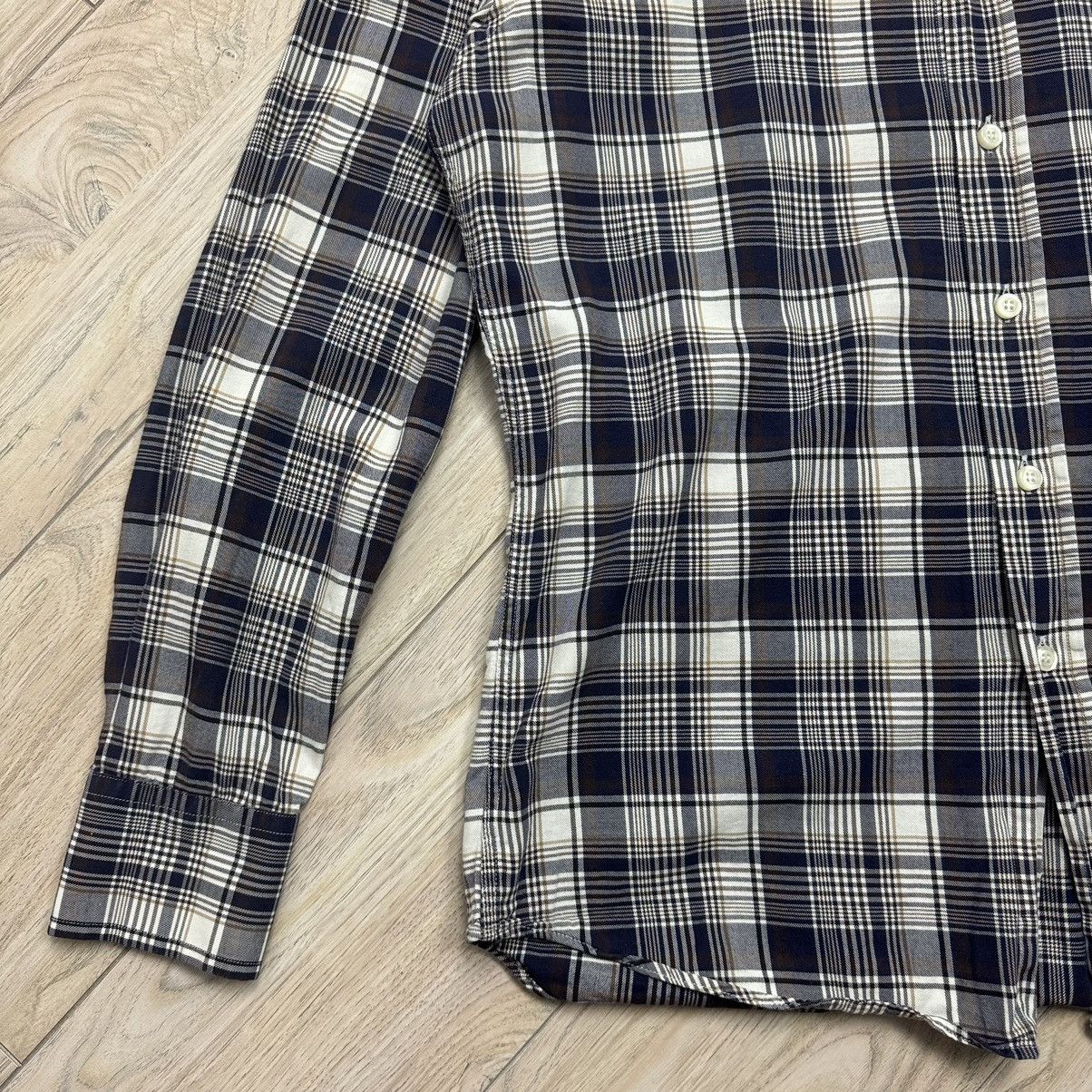 Designer Essential Fred Perry Navy Checkered Slim Fit Button Up Shirt Size US M / EU 48-50 / 2 - 7 Thumbnail