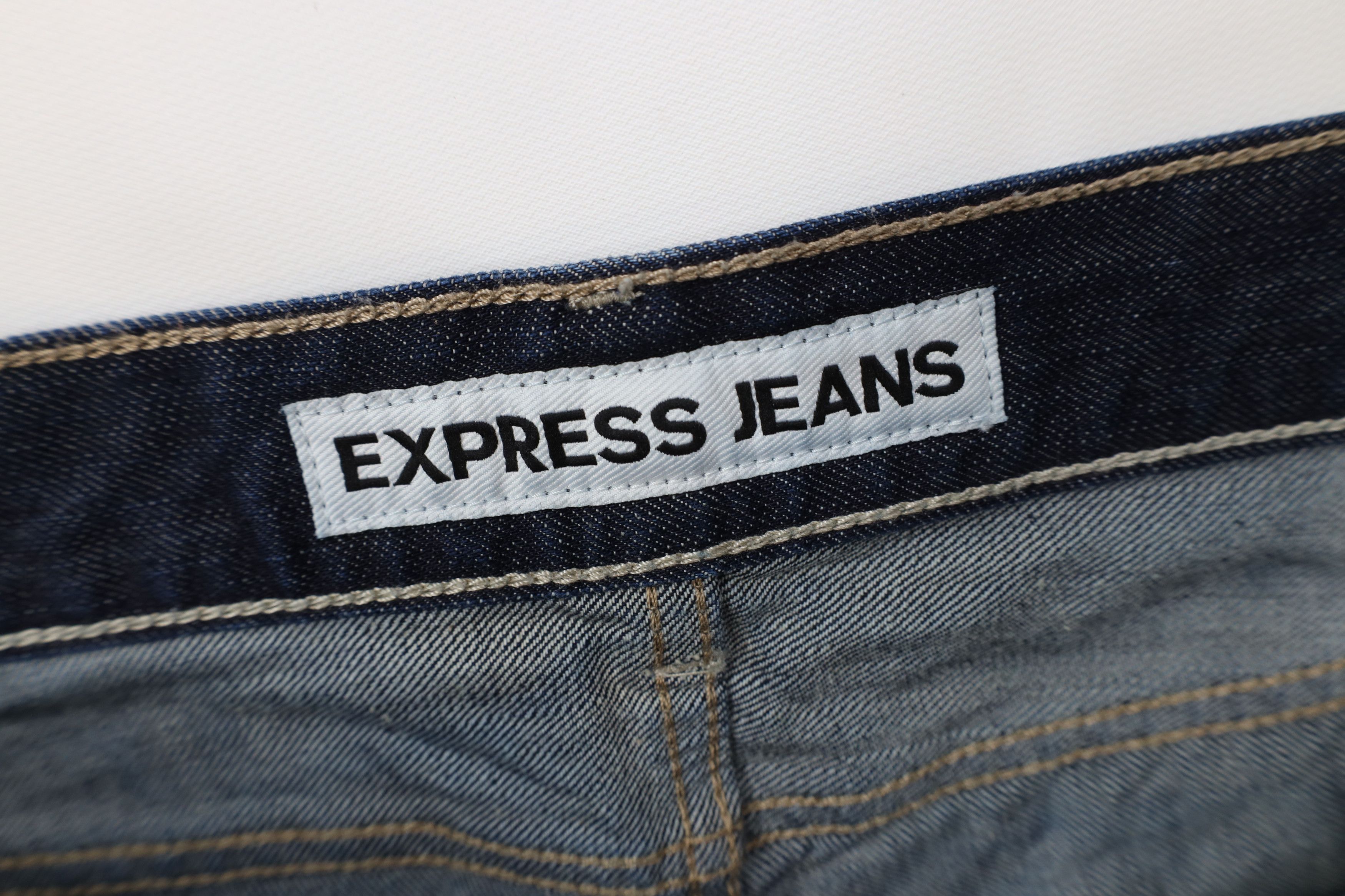 Express Express Rocco Slim Fit Straight Leg Denim Jeans Blue Cotton Size US 33 - 6 Thumbnail