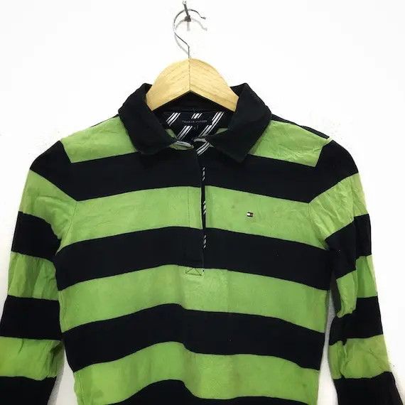 Tommy Hilfiger TOMMY HILFIGER Green Striped Polo Tee Shirt Sailing Gear Size S / US 4 / IT 40 - 2 Thumbnail