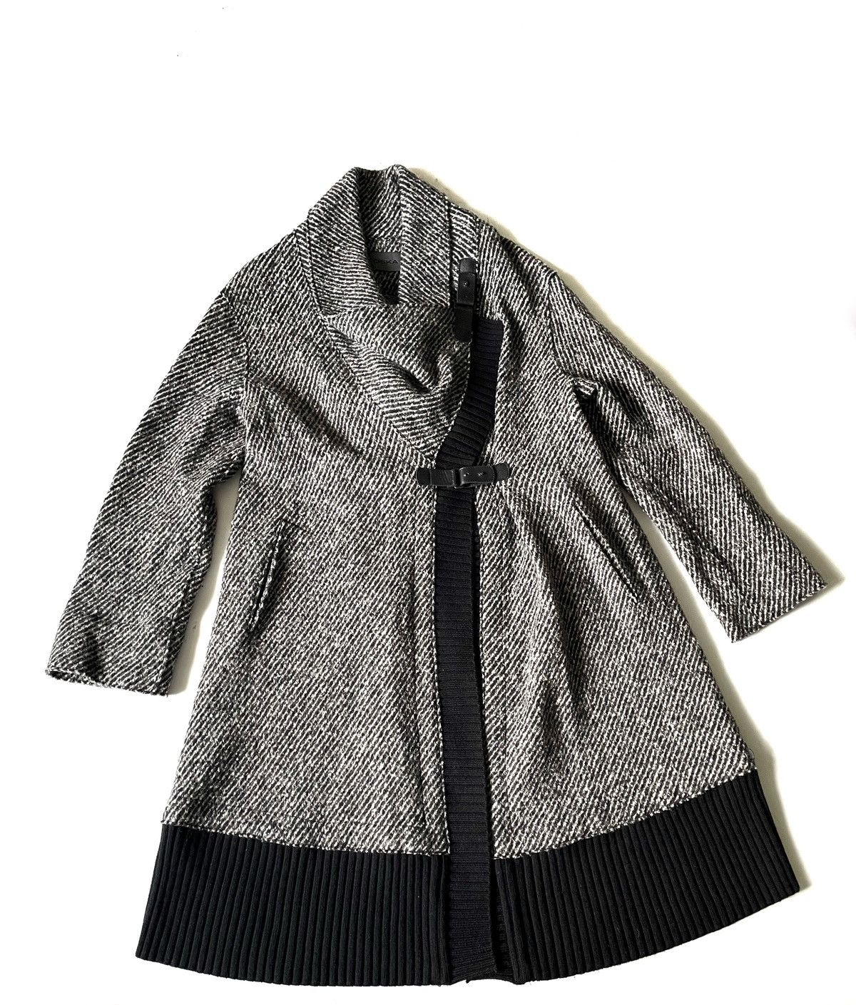 OSKA Women’s Wool Coat Cardigan Style Black & White Size 2/M