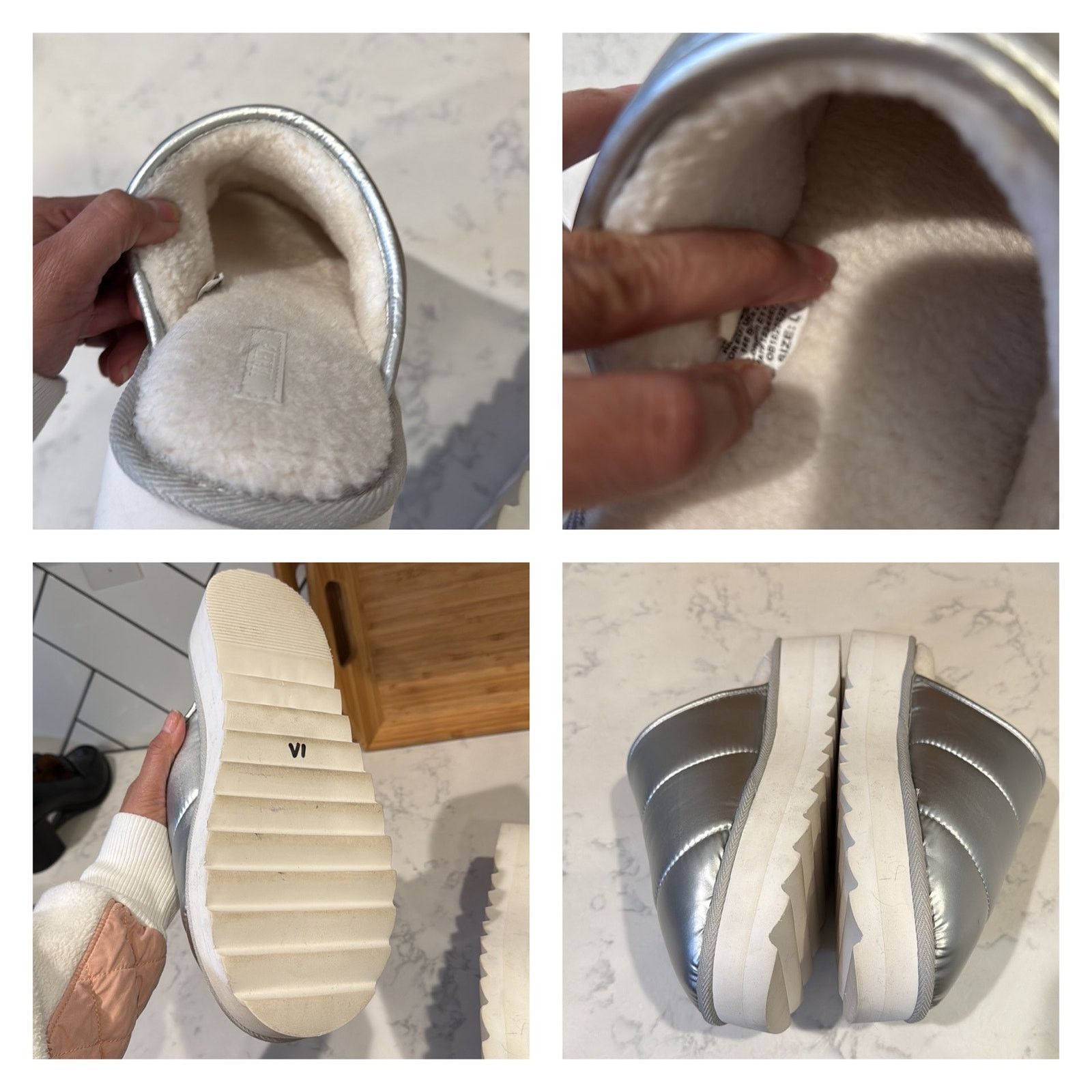 Anthropologie Anthropologie Maeve Puffy Platform Slipper Shoes Silver Size US 10 / IT 40 - 9 Thumbnail