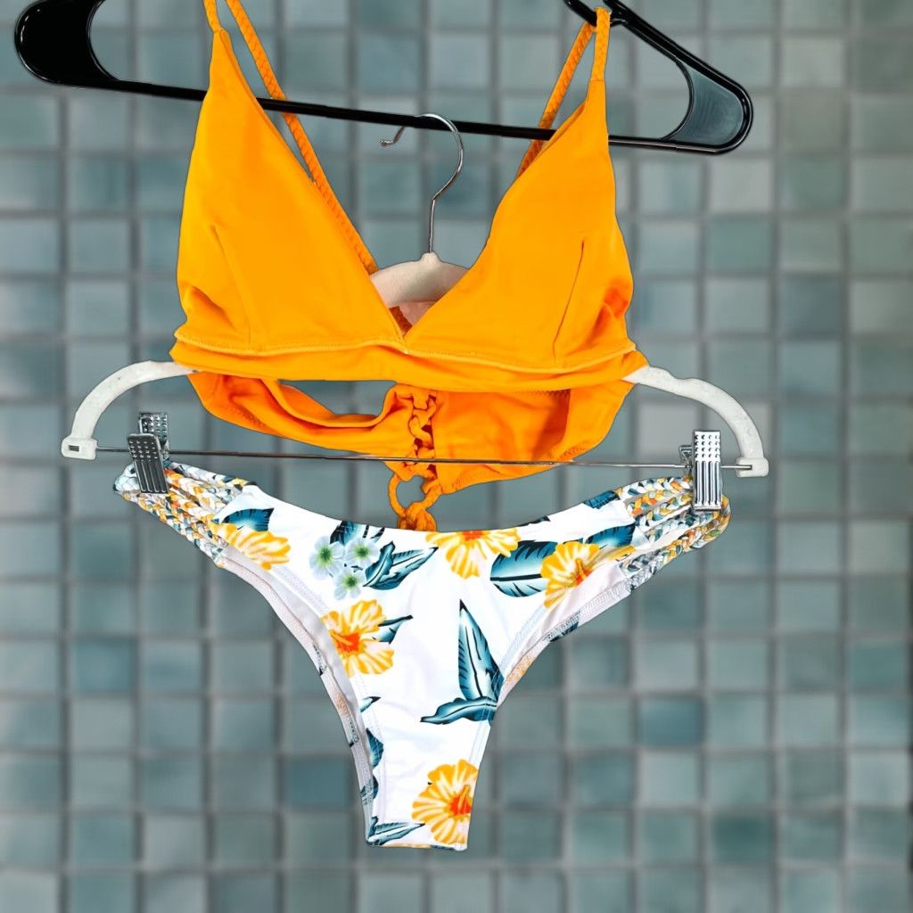 ZAFUL Zaful Bikini Womens Size 8 2 Piece Floral Multicolor Yellow White Plunge Stretch Pattern Spotted Cheeky Swimsuit Adult Womens Size ONE SIZE - 1 Thumbnail