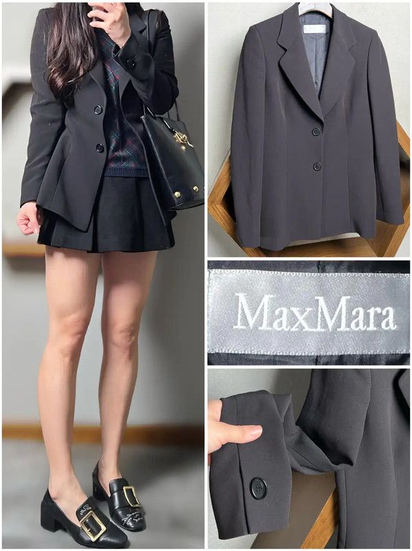 Max Mara MaxMara Black Wool Women's Blazer 0089 Size ONE SIZE - 1 Thumbnail