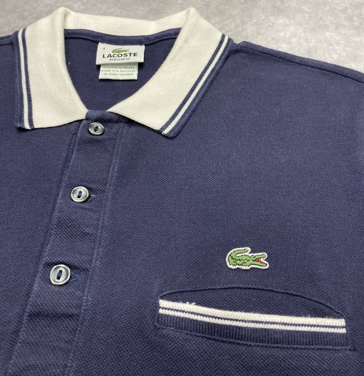 Lacoste Vintage Lacoste Classic Fit Navy Polo Pocket Shirt Size US M / EU 48-50 / 2 - 2 Thumbnail