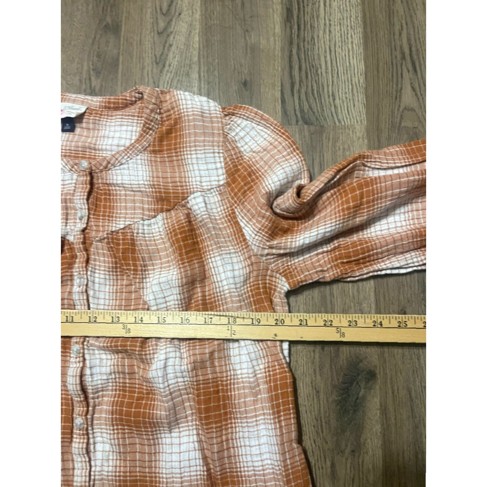 Vintage Universal Thread Shirt Women's XL Orange White Plaid Button Up Long Sleeve Size XL / US 12-14 / IT 48-50 - 5 Thumbnail