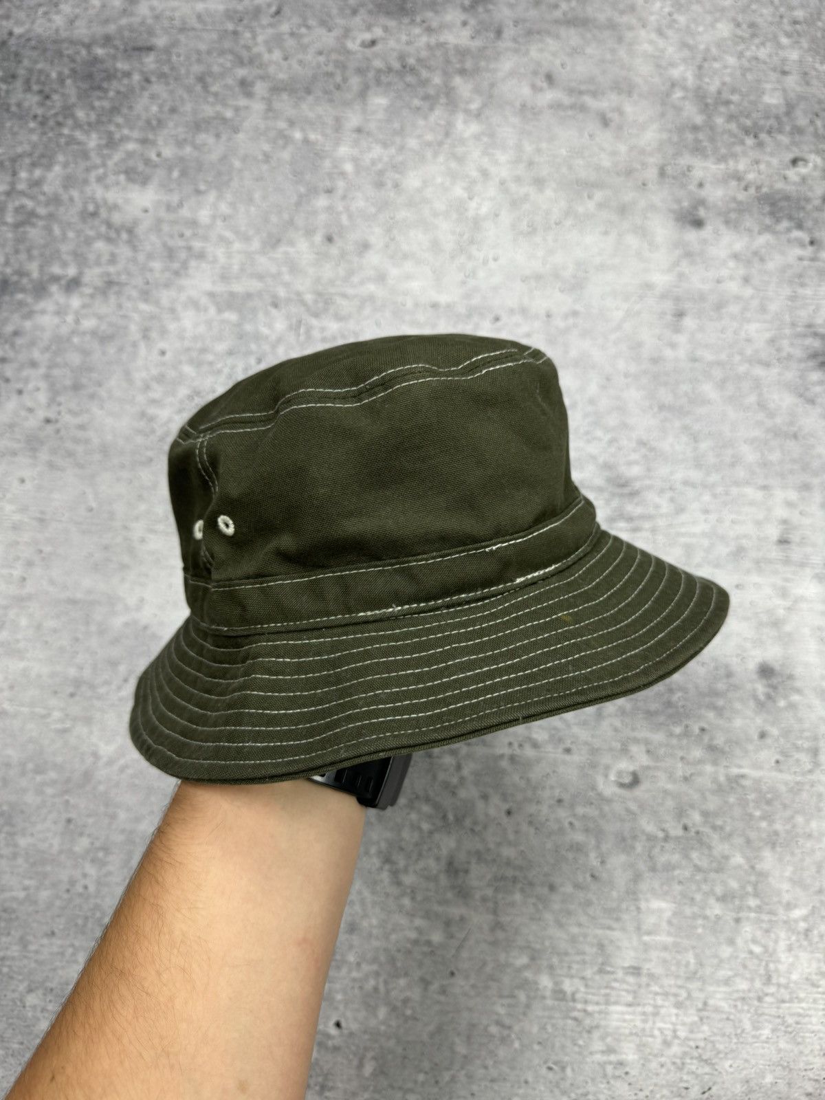 Kangol × Vintage Vintage 90’s Y2K Style Olive Logo Drill Warm Panama Hat S-M Size ONE SIZE - 5 Thumbnail
