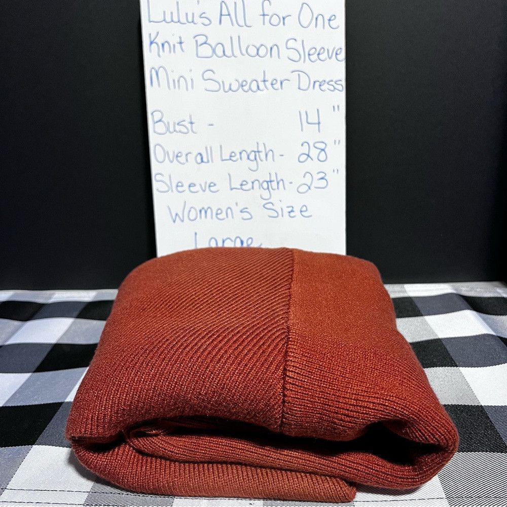 Lulus Lulu’s All For One Knit Balloon Sleeve Sweater Mini Dress W Size L / US 10 / IT 46 - 7 Thumbnail