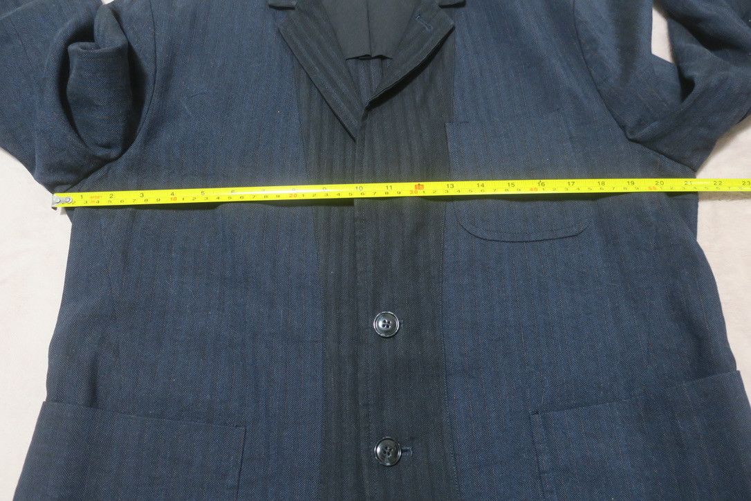 Dries Van Noten Dries Van Noten Blue/Black Blocked Linen Blend Blazer Size 52R - 6 Thumbnail