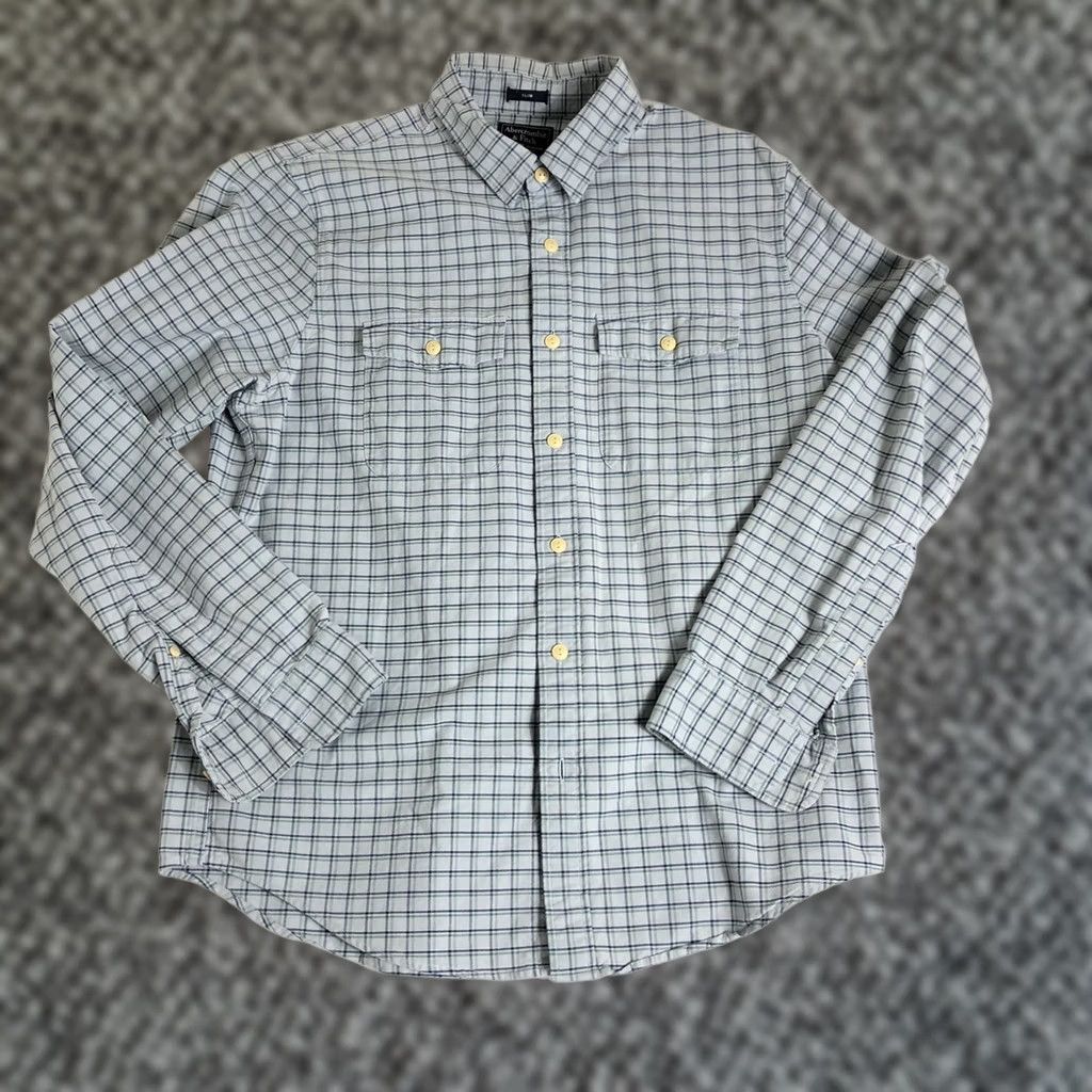 Abercrombie & Fitch Abercrombie & Fitch Slim Blue Plaid Long Sleeve Woven Shirt XL G29 Mens Button-Up Shirt Size US XL / EU 56 / 4 - 1 Thumbnail