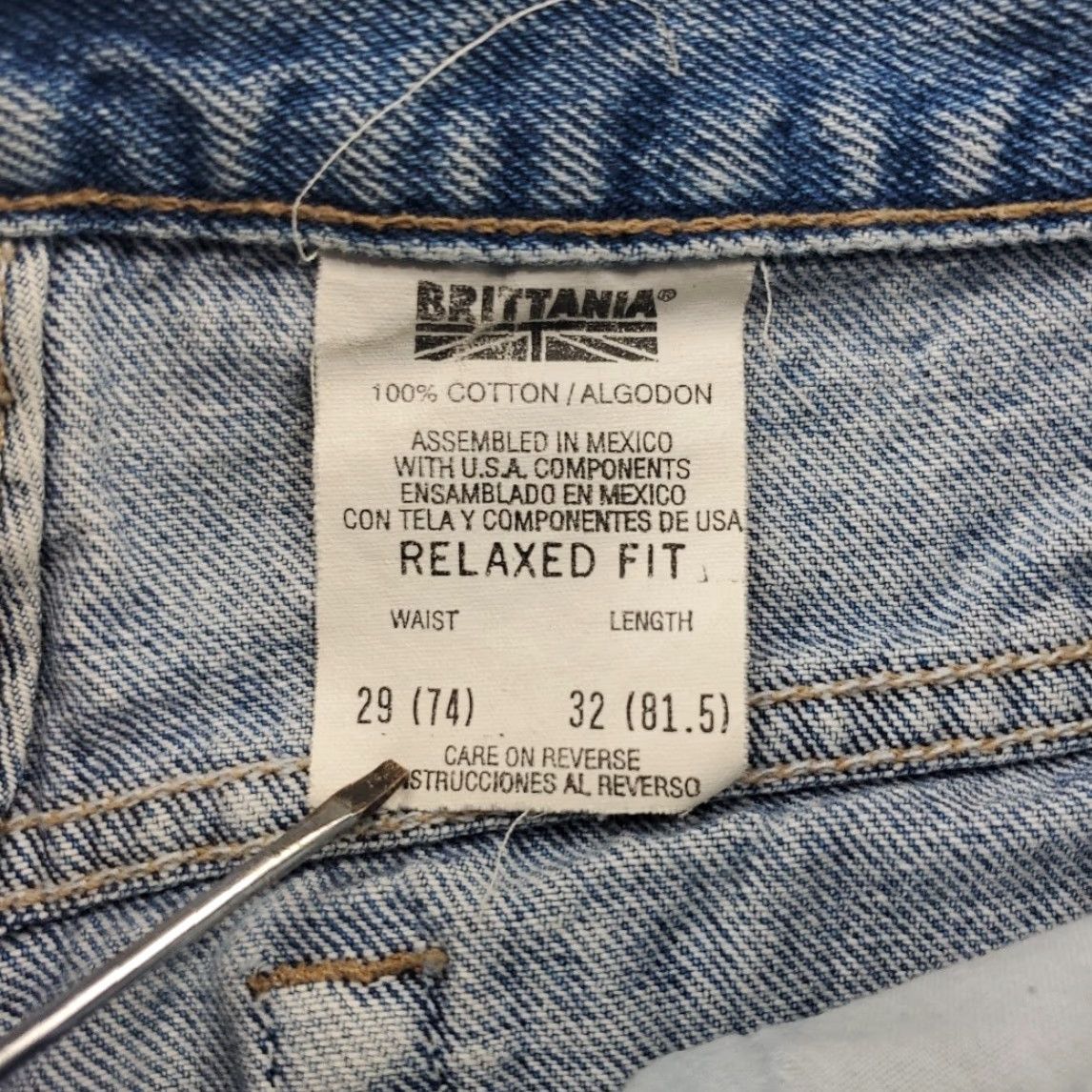 Denime VINTAGE Brittania Denim Jeans Pants Mens 29x32 Blue 90s 80s Relaxed Fit Jeans Pants Mens Blue Denim 1990s Brittania New Wave Casual Size US 29 - 4 Thumbnail