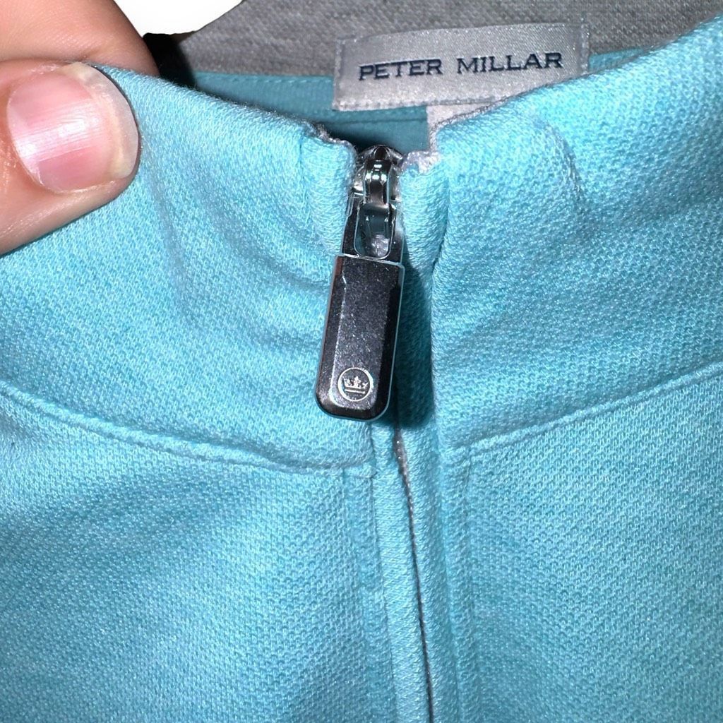 Peter Millar Peter Millar Teal Blue 1/4 Zip Sweater Size L Size US L / EU 52-54 / 3 - 3 Thumbnail