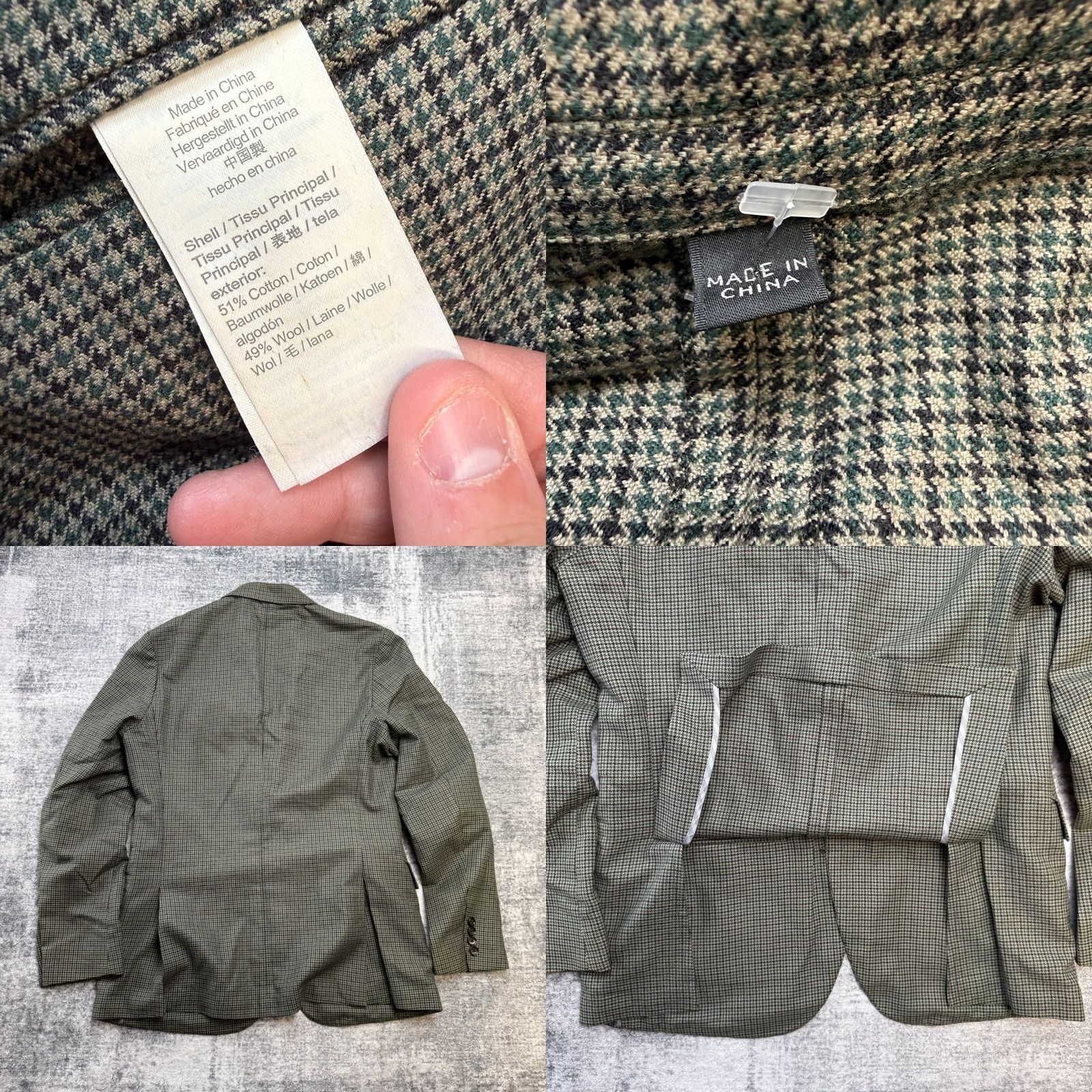J.Crew J.CREW Blazer Jacket Mens 38R Ludlow Moon Wool Cotton Houndstooth Unstructured Size 38R - 8 Thumbnail