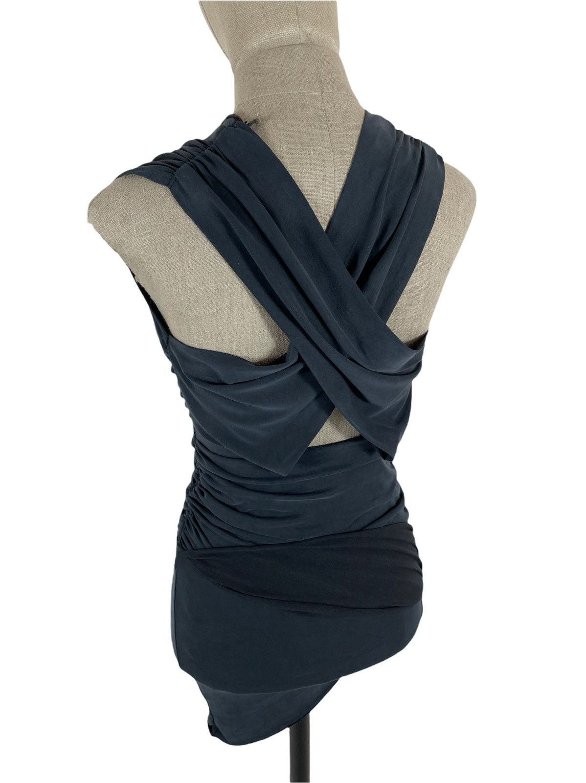 Allsaints NEW Nirman Ruched Wrap Over Open Back Mini Cross Avant Dress Size S / US 4 / IT 40 - 8 Thumbnail