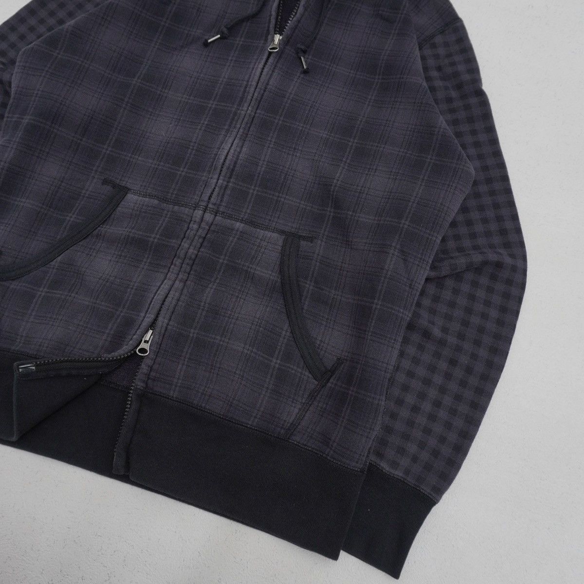 Japanese Brand 90s Japanese Double Zip Plaid Hoodie Fur Hoodie HG style Size US L / EU 52-54 / 3 - 5 Thumbnail