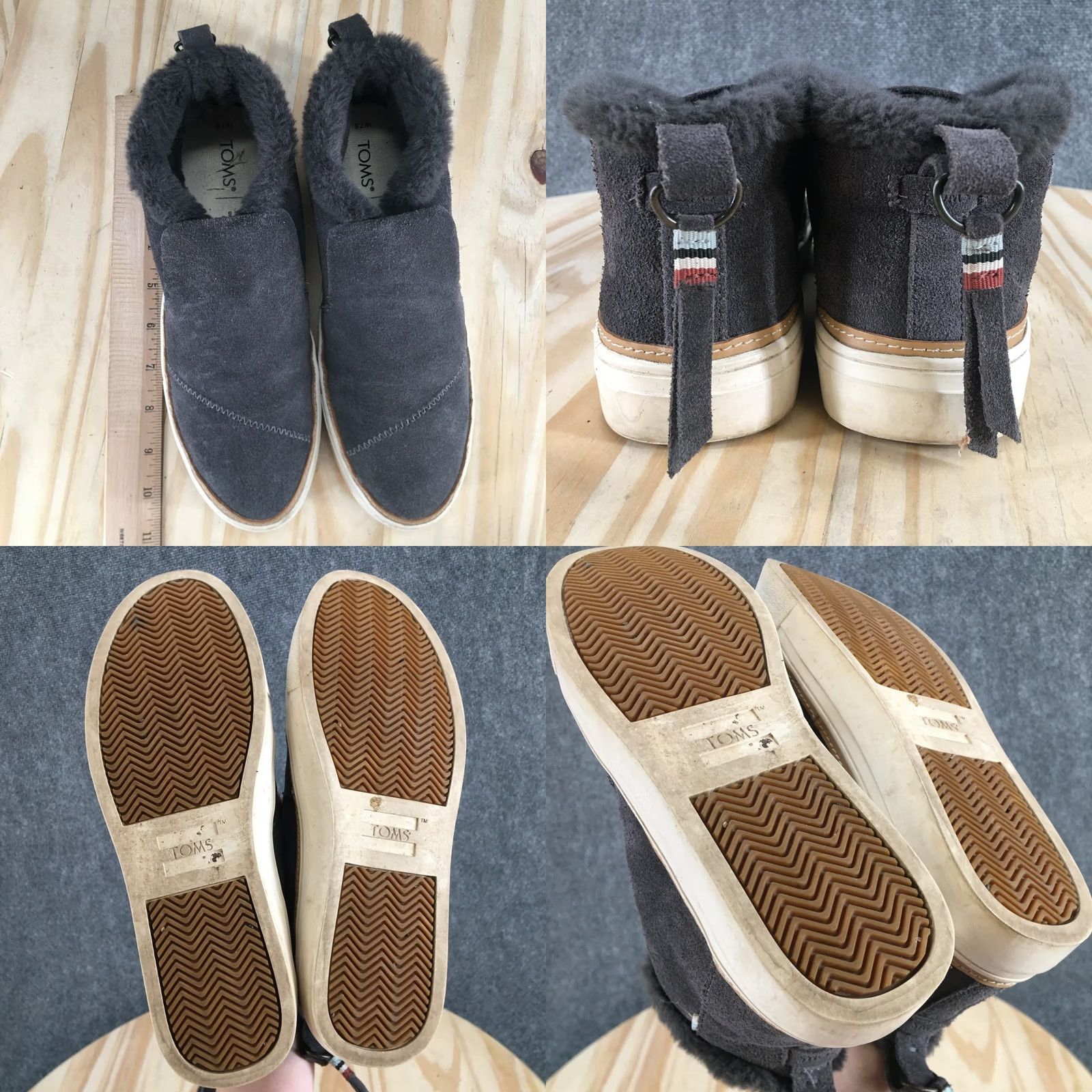 Toms TOMS Shoes Womens 7.5 Paxton Mid Top Slip On Lined Sneakers Gray Suede Casual Shoes Size M / US 6-8 / IT 42-44 - 8 Thumbnail