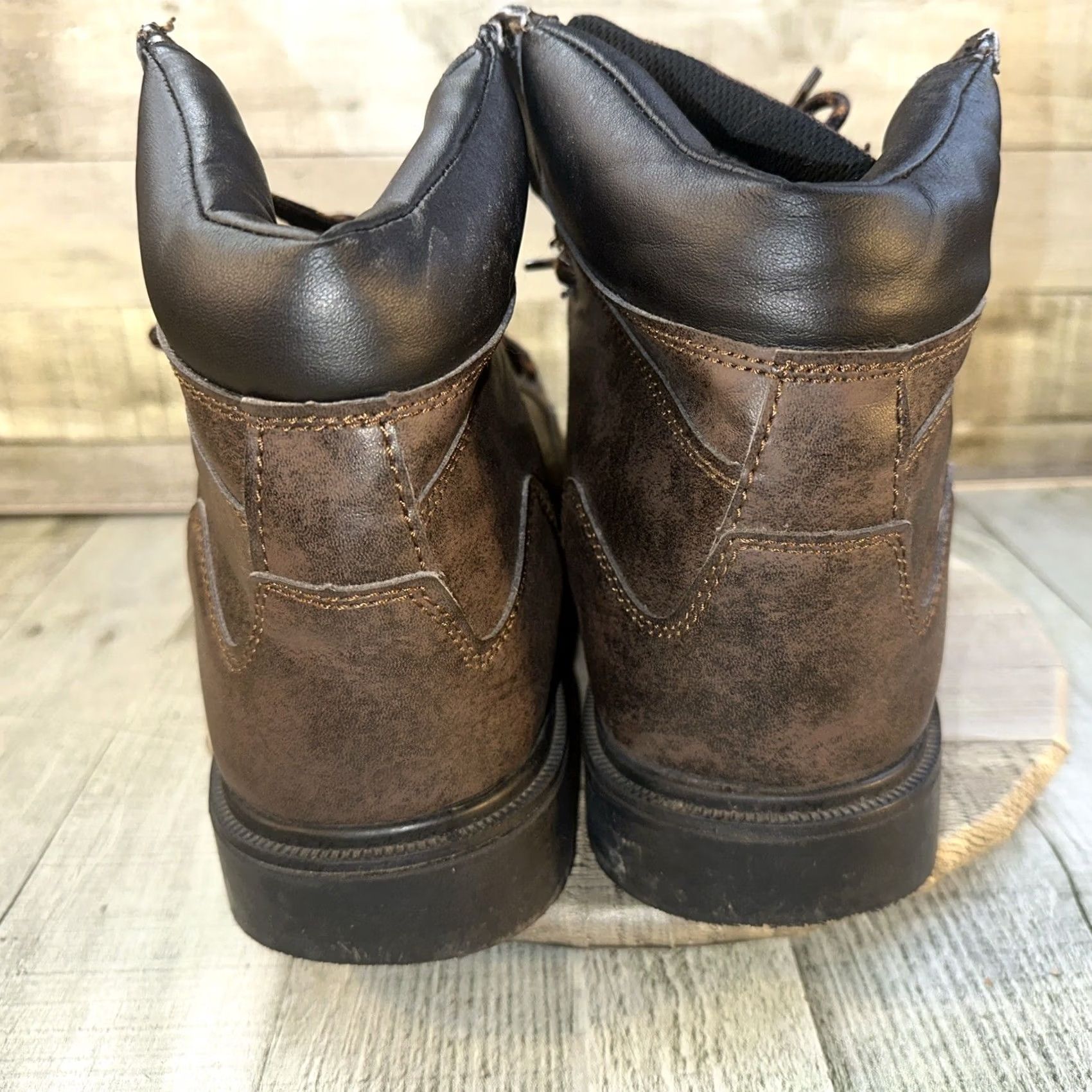 Vintage Brahma Steel Toe Work Boots Men’s Size 13 Brown Leather Safety Toe Durable Boots Men's Brown Leather Steel Toe Brahma Buckle? Size US 13 / EU 46 - 5 Thumbnail