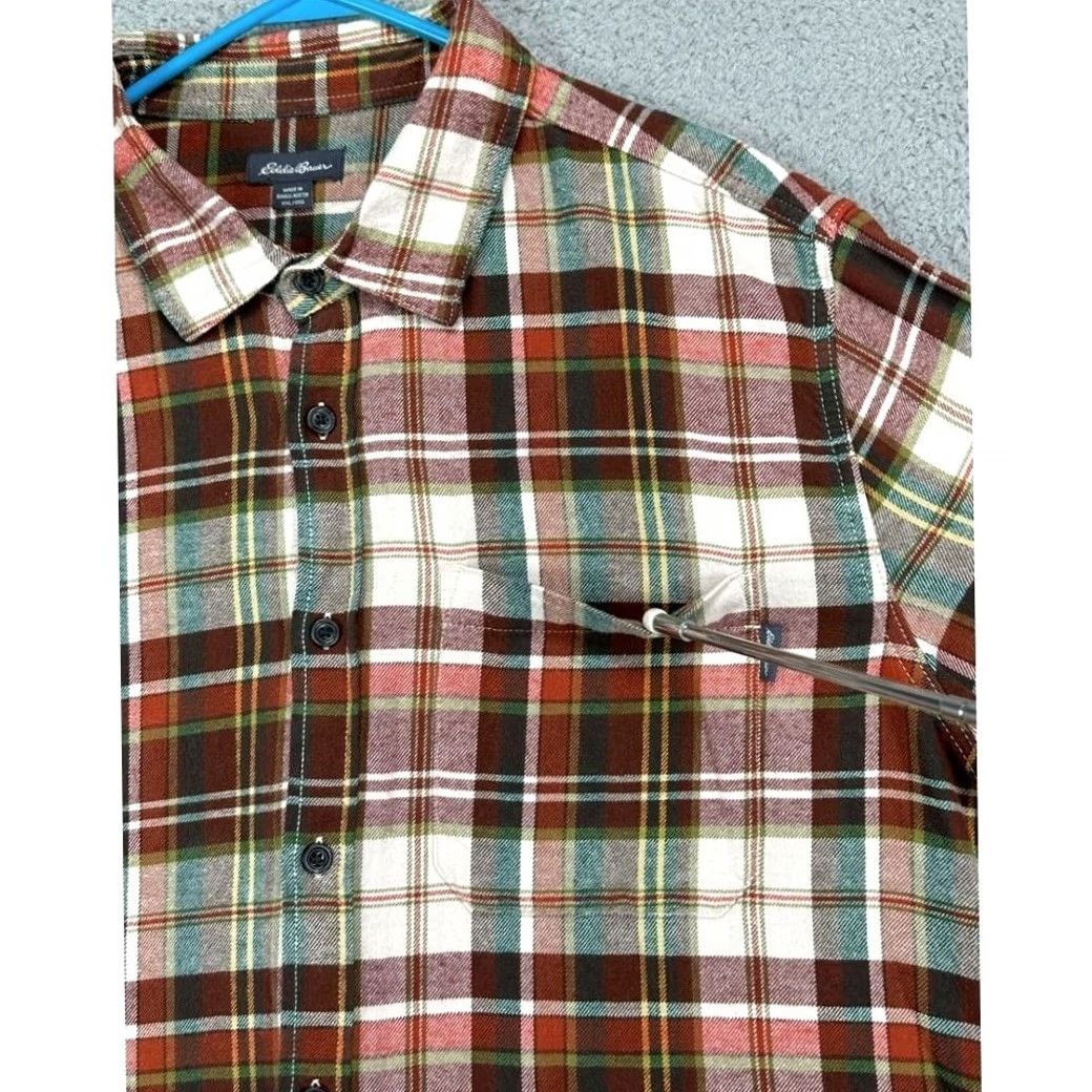 Eddie Bauer VINTAGE Eddie Bauer Shirt Mens 2XL Brown Flannel Button Up Plaid Pocket Long Sleeve EUC Size US XXL / EU 58 / 5 - 5 Thumbnail