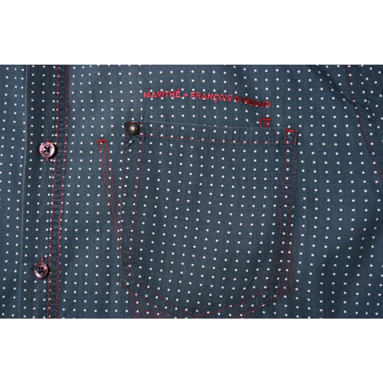 Vintage VINTAGE Le Jean De Marithe Francois Girbaud Blue Polka Dot Short Sleeve Shirt XXL Men Button-Up Size US XXL / EU 58 / 5 - 3 Thumbnail