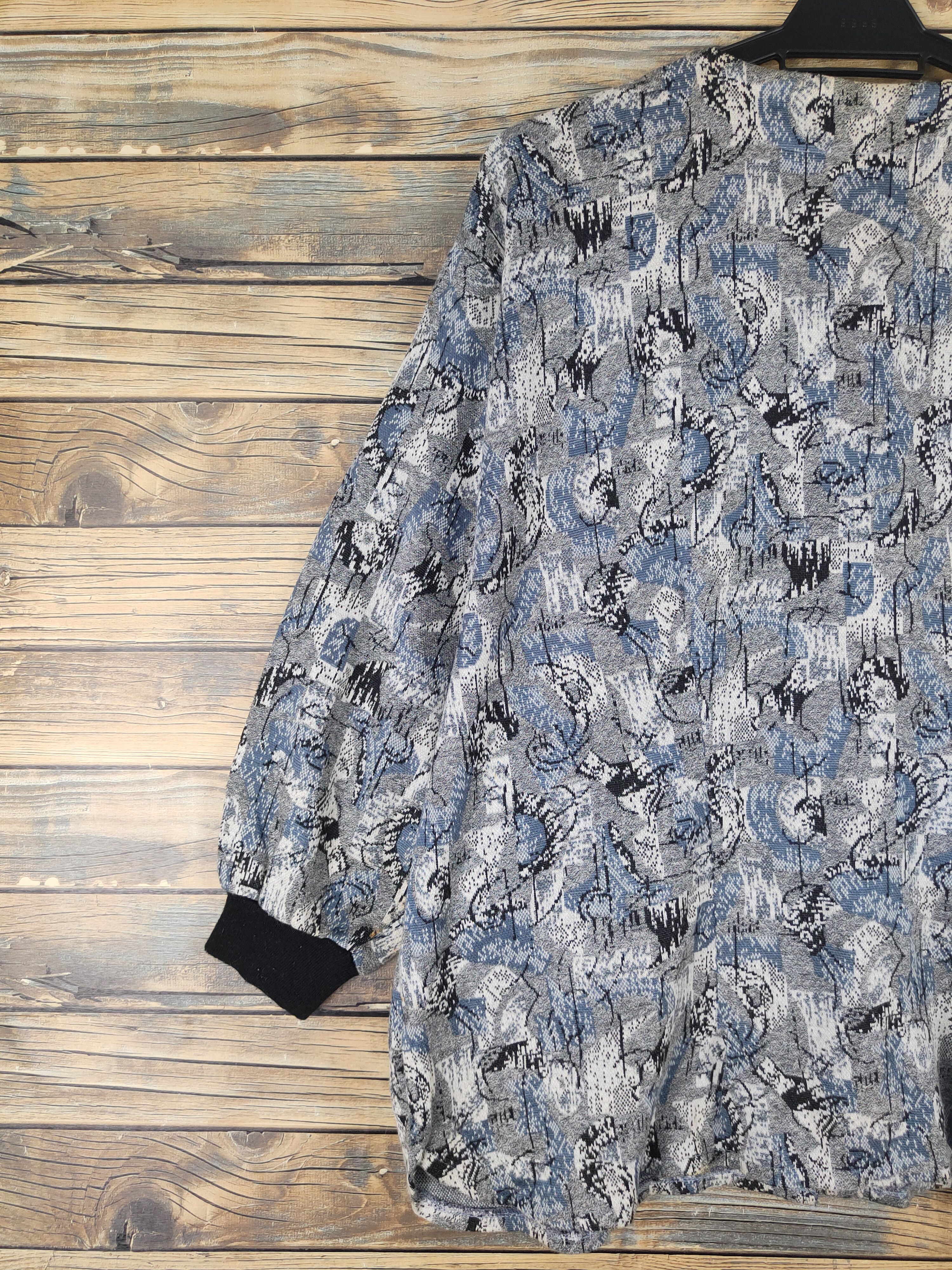 Homespun Knitwear × New Look × Vintage New Look Blue Gray Knitwear Blouses #W1521 Size L / US 10 / IT 46 - 10 Thumbnail