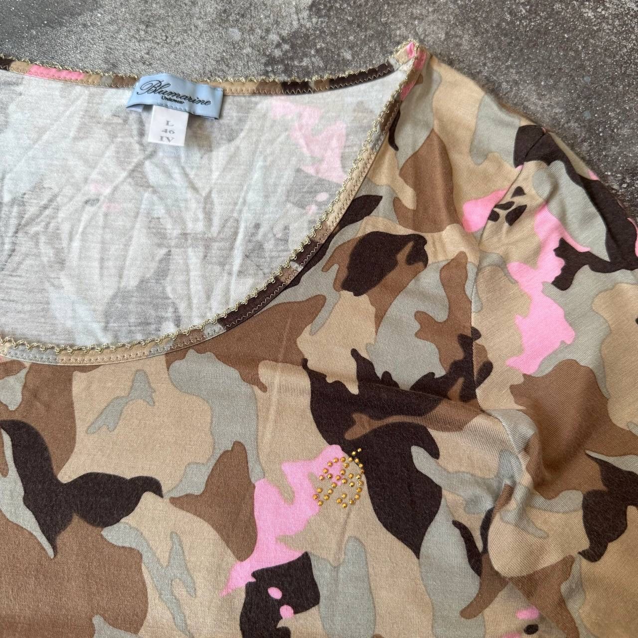 Blumarine × Vintage Blumarine Vintage 3/4 Sleeve Camo Blouse Size L / US 10 / IT 46 - 5 Thumbnail