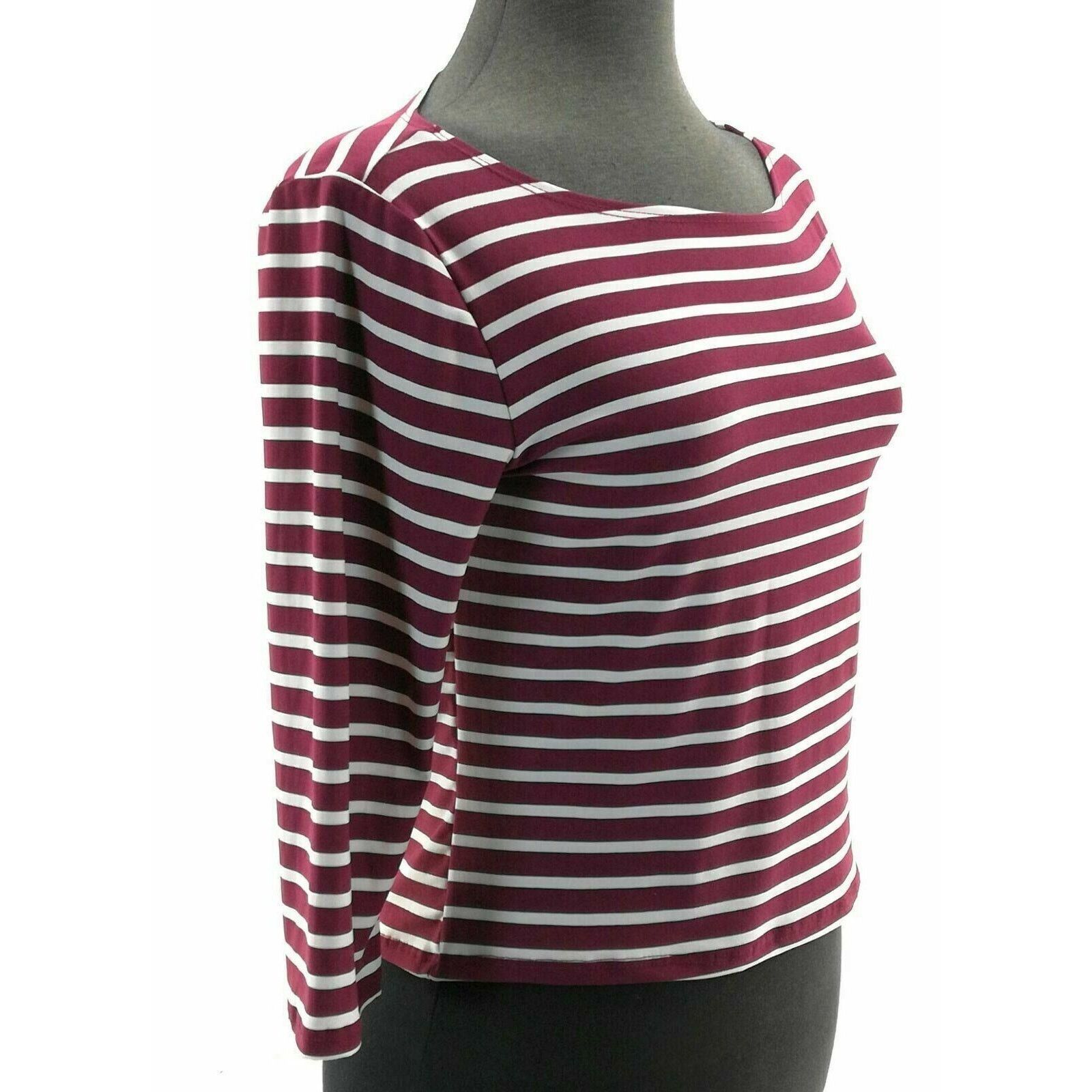 Other Try This Burgundy and White Striped Top - Size Large Size L / US 10 / IT 46 - 5 Thumbnail